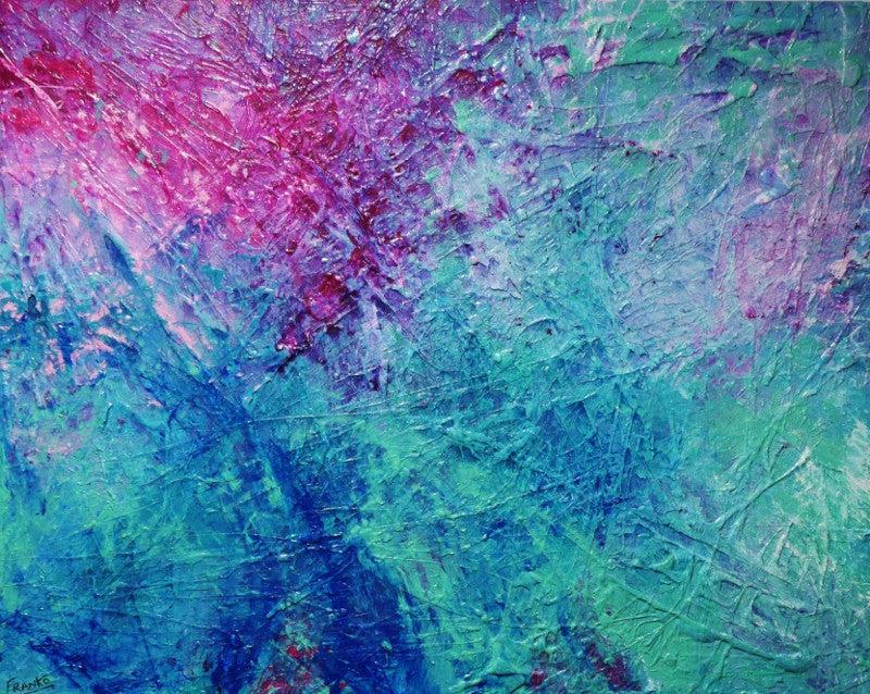 Abstract Painting Jade Pink Blue - Modern Wall Art for Living Room, Bedroom & Office Decor - Handmade Canvas Artwork for Home & Office