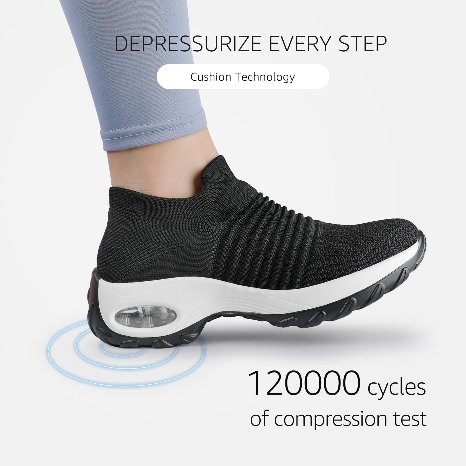 STQ Women's Slip-On Walking Shoes - Breathable Non-Slip Work Sneakers with Air Cushion & Arch Support - Comfortable Orthopedic Shoes for Nurses, Waitresses & All-Day Wear
