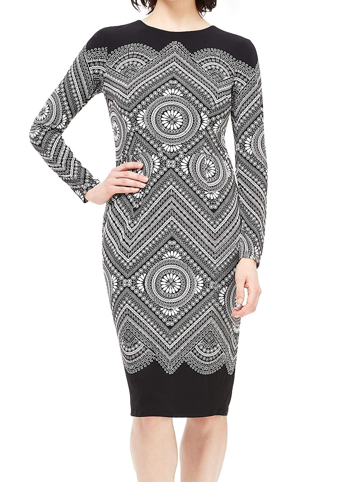 Maggy London Women's Sheath Dress - Long Sleeve Round Neck for Work & Events