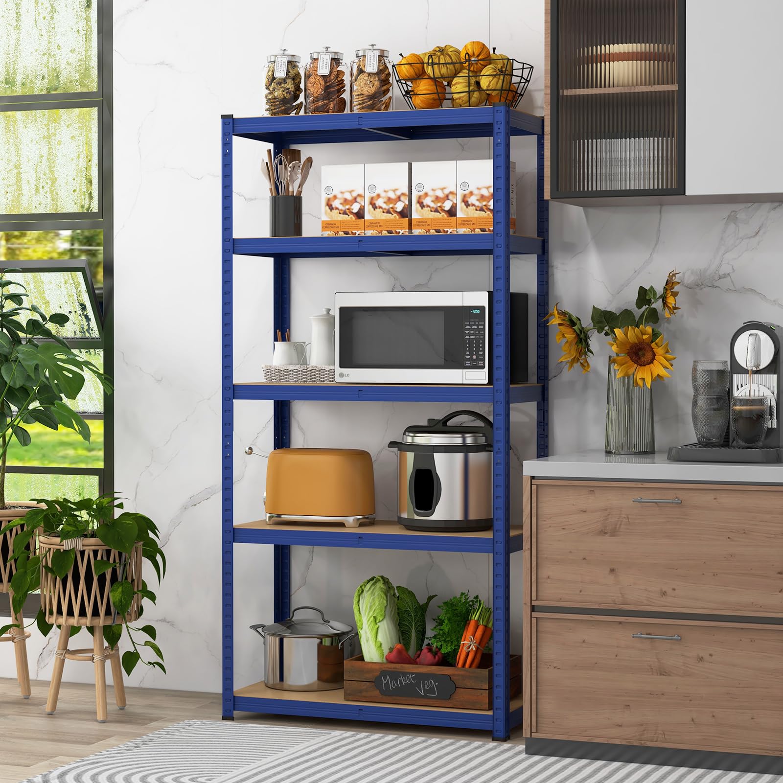 Giantex 5-Tier Heavy Duty Metal Storage Shelves - Adjustable Height Garage Shelving Unit with Anti-Tipping Design, 2000 lbs Capacity - Perfect for Shop, Kitchen, Garage, Warehouse & Office Organization