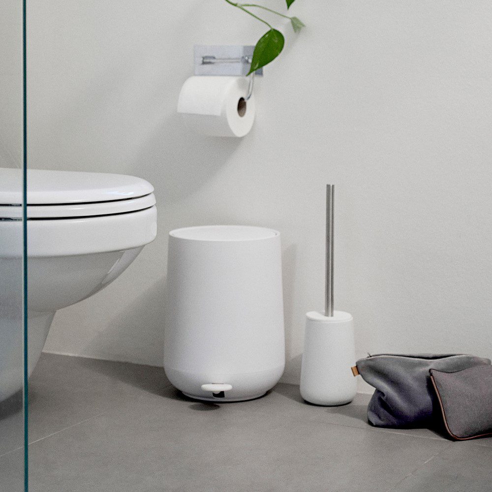 ZONE DENMARK Nova One Soft Touch Pedal Trash Can - 10L White Kitchen Waste Bin for Home, Office & Bathroom