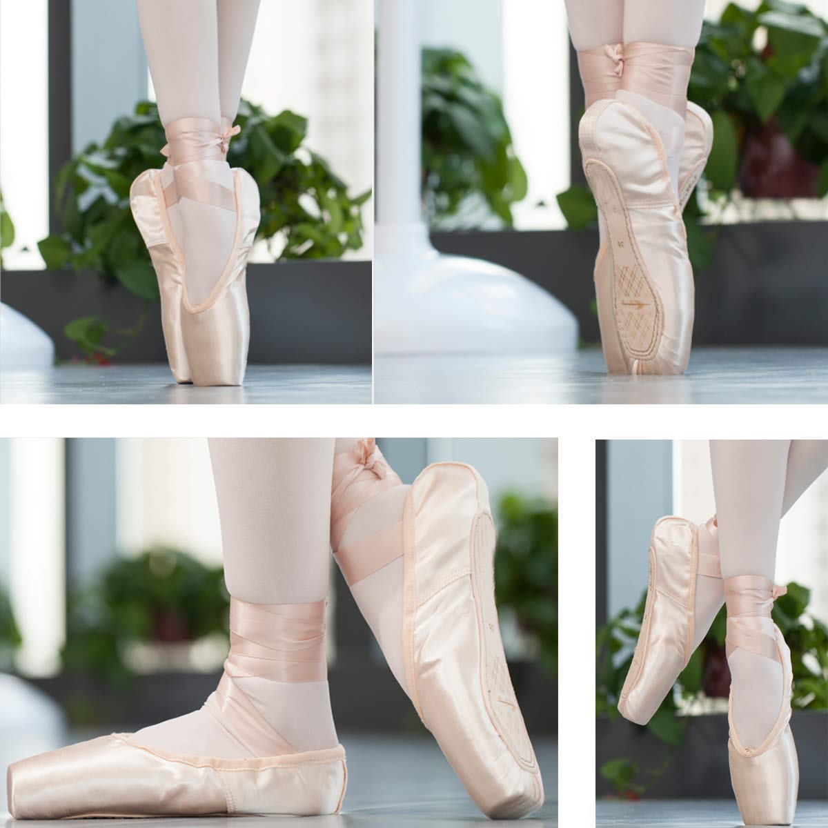 Professional Ballet Pointe Shoes for Girls & Women - Satin Dance Toe Shoes with Comfortable Slippers - Perfect for Ballet Classes, Performances & Dance Practice