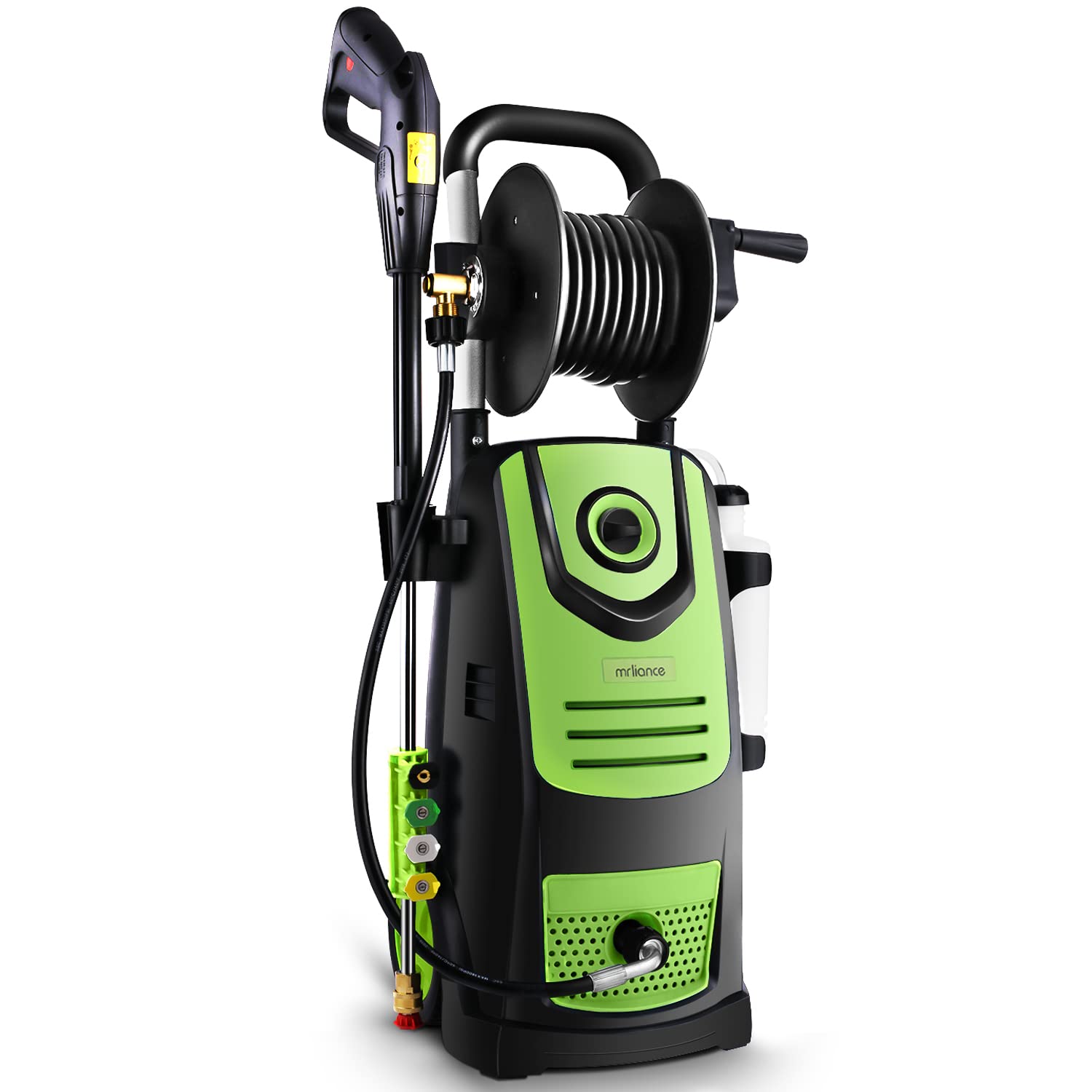 mrliance Electric Pressure Washer 1800W 1.8GPM High Power Pressure Cleaner with 4 Nozzles & Hose Reel - Perfect for Patio, Deck, Driveway, Fence, Car, and Outdoor Cleaning