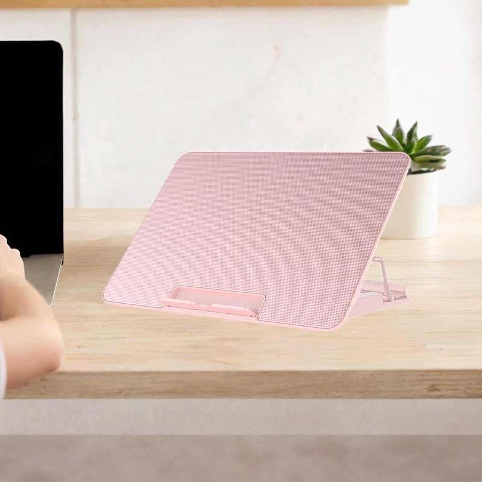 Dickly Laptop Cooling Pad with 6 Adjustable Heights & Dual USB Ports - Adjustable Fan Speed Pink Laptop Stand for Home Office & Gaming Use