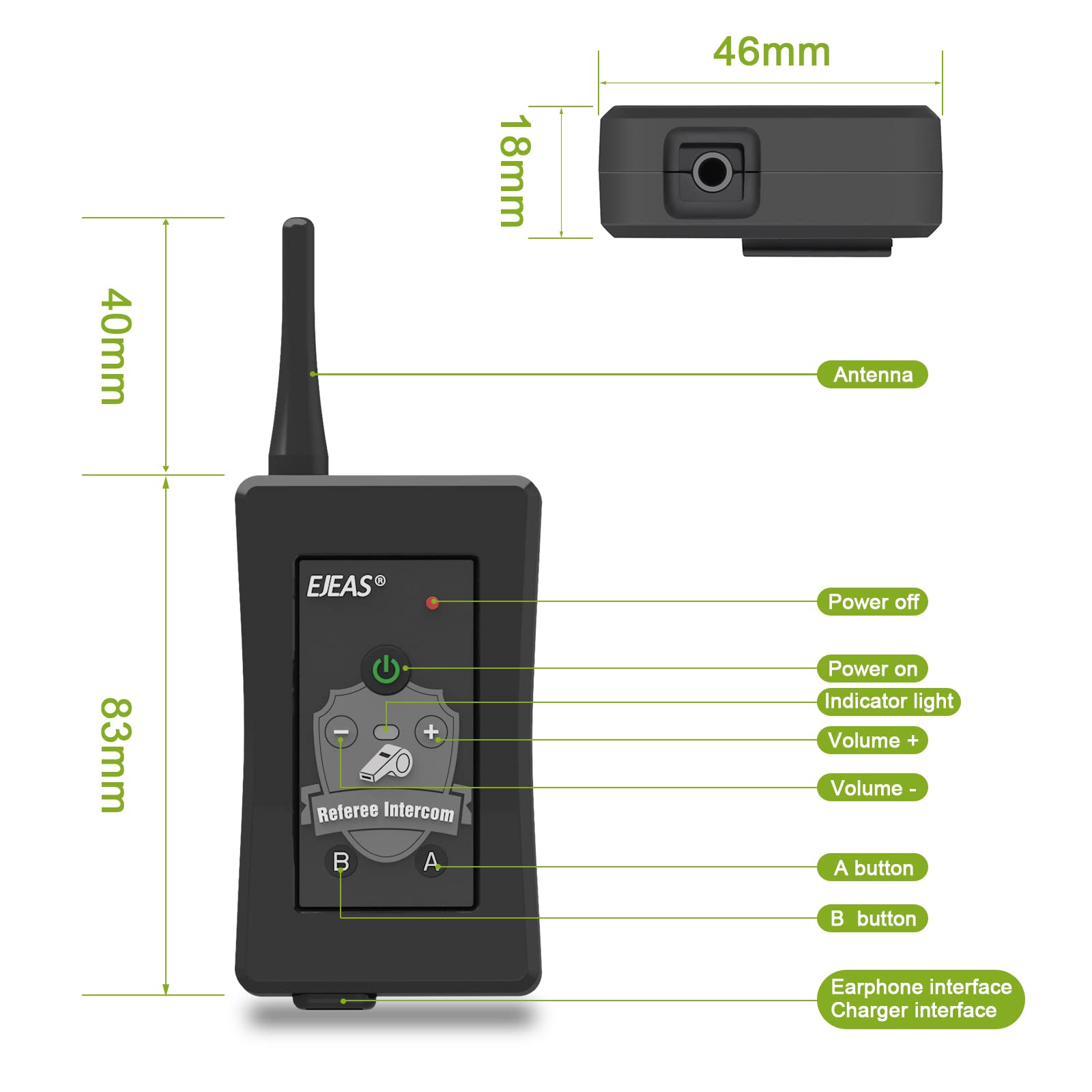 EJEAS FBIM Professional Referee Bluetooth Headset - 4-Way Wireless Communication System with 1500m Range, IP65 Waterproof & CVC Noise Cancellation for Coaches, Trainers, Security Personnel | Ideal for Sports Officiating, Team Training, and Event Security