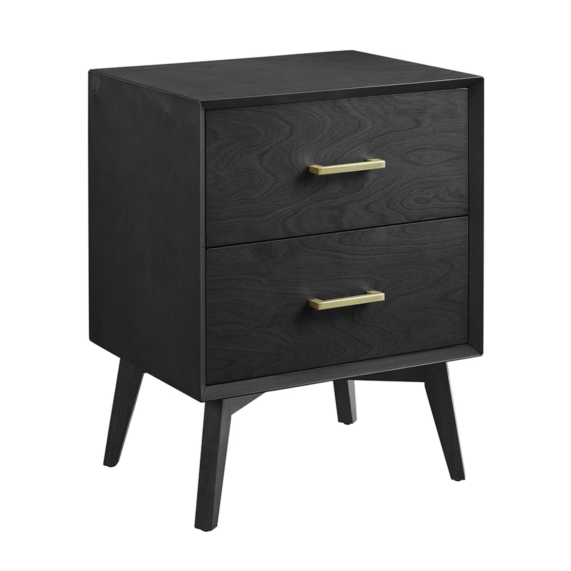 Modern Black Two-Drawer Nightstand - Bedside Table with Storage for Bedroom, Living Room & Office - Compact Nightstand with Smooth Gliding Drawers for Home Decor