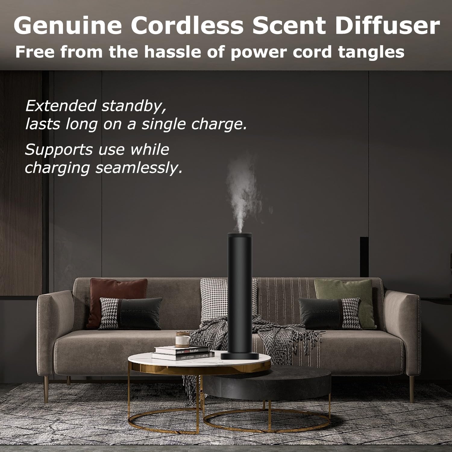 Wireless Rechargeable Hotel Scent Diffuser Machine - Bluetooth App Controlled Air Freshener for Large Spaces - Waterless Essential Oil Diffuser for Home, Office & Studio - Black | Perfect for Aromatherapy, Spa Relaxation & Creating Luxury Hotel Ambiance