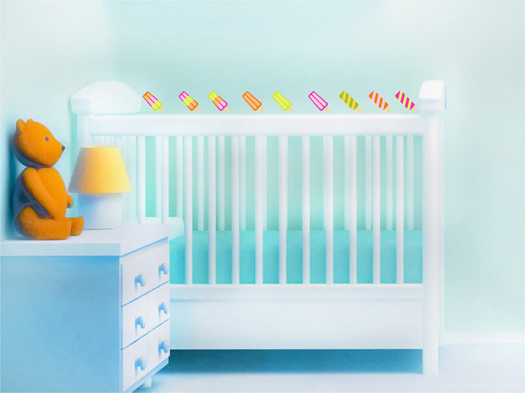 A3 (3 Inch) Popsicle Baby Nursery Room Decal Stickers - Clear Vinyl Wall Art Decor for Kids' Bedroom, Playroom & Daycare