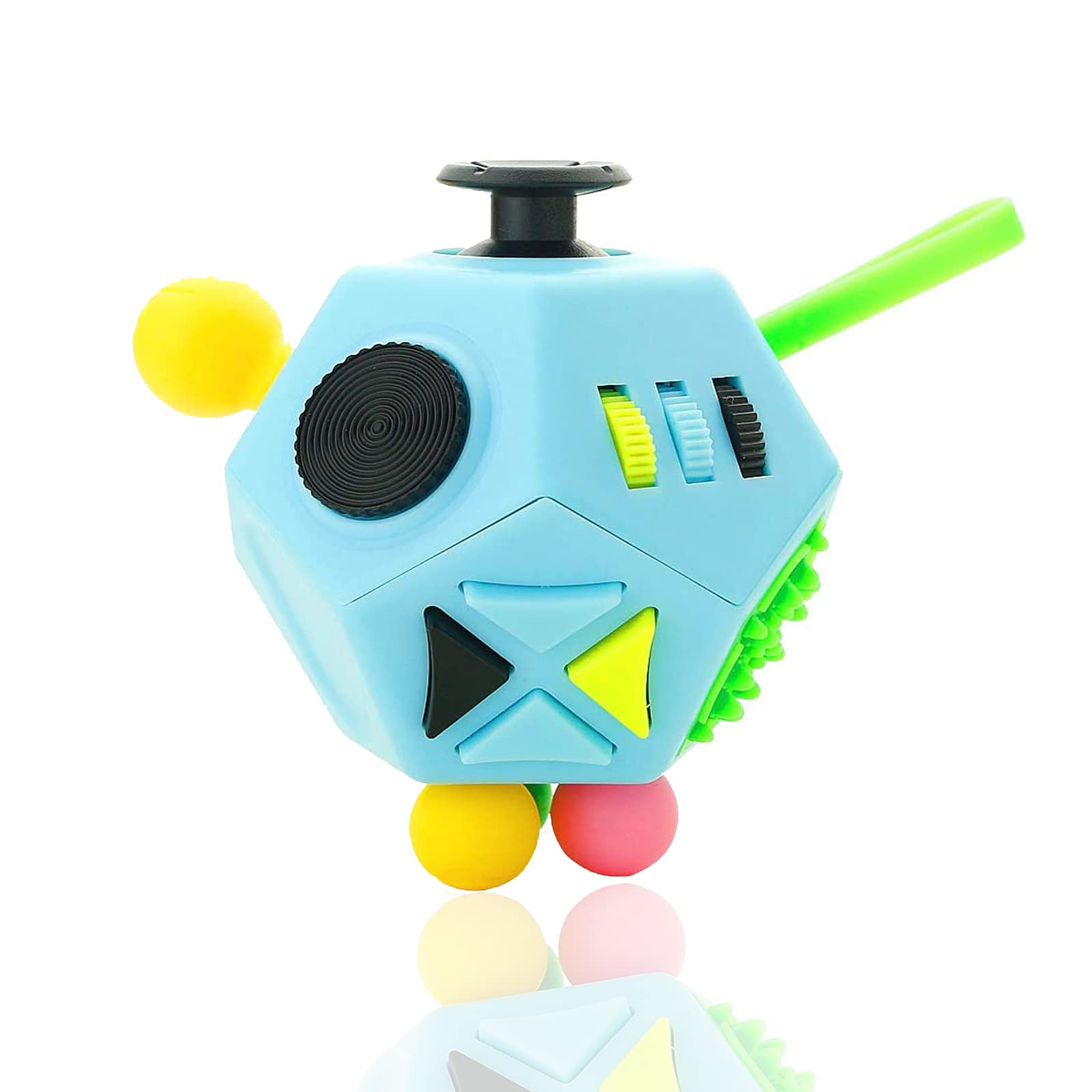 PAPOLGO 12-Side Fidget Cube Toy for Stress Relief & Anxiety - ADHD, Autism Sensory Toys for Kids & Adults - Focus & Boredom Buster - Perfect for Office, School, Travel (Blue / B3)