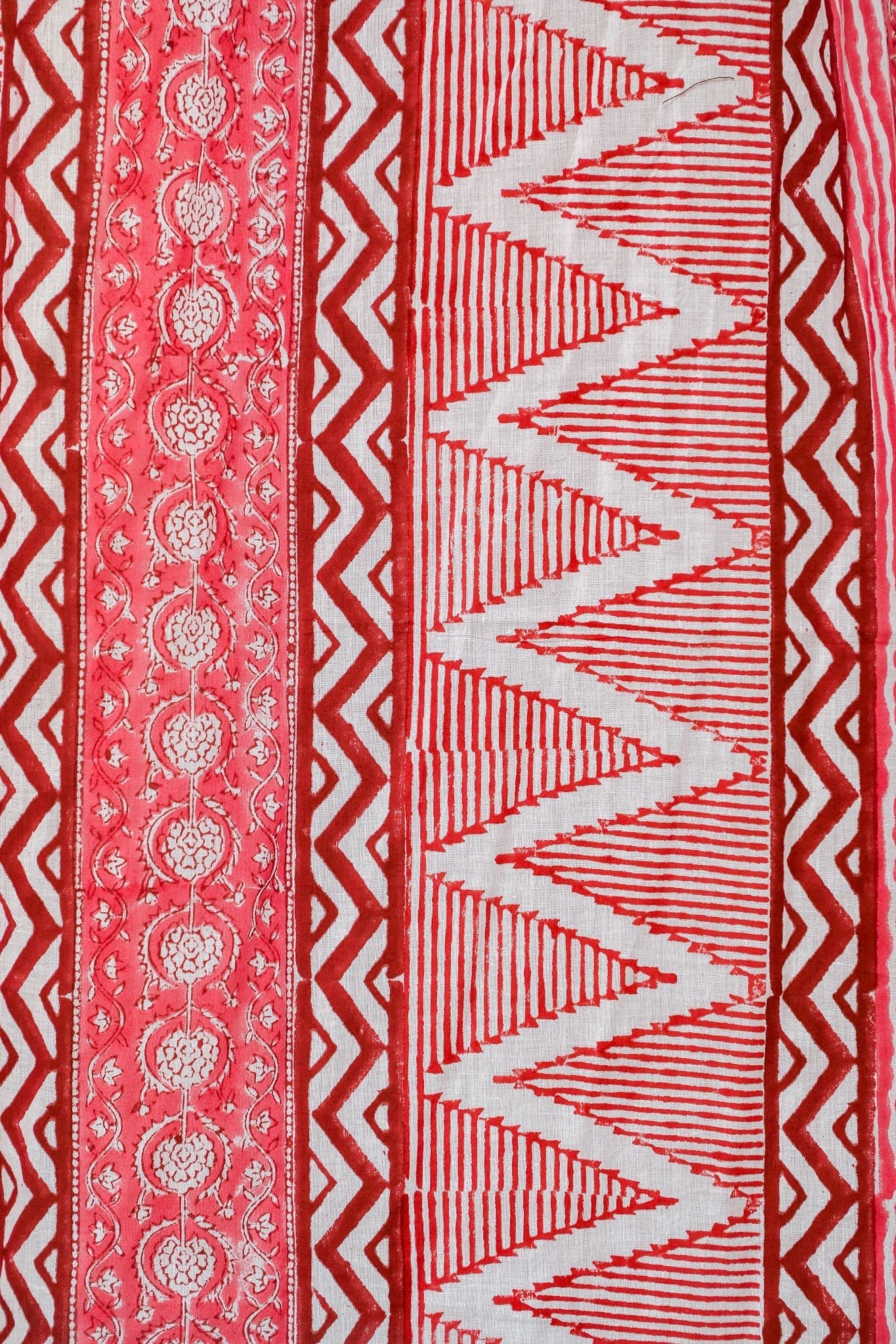 Handblock Printed Cotton Window Curtains - Geometric Romance Design - Elegant Home Decor for Living Room & Bedroom