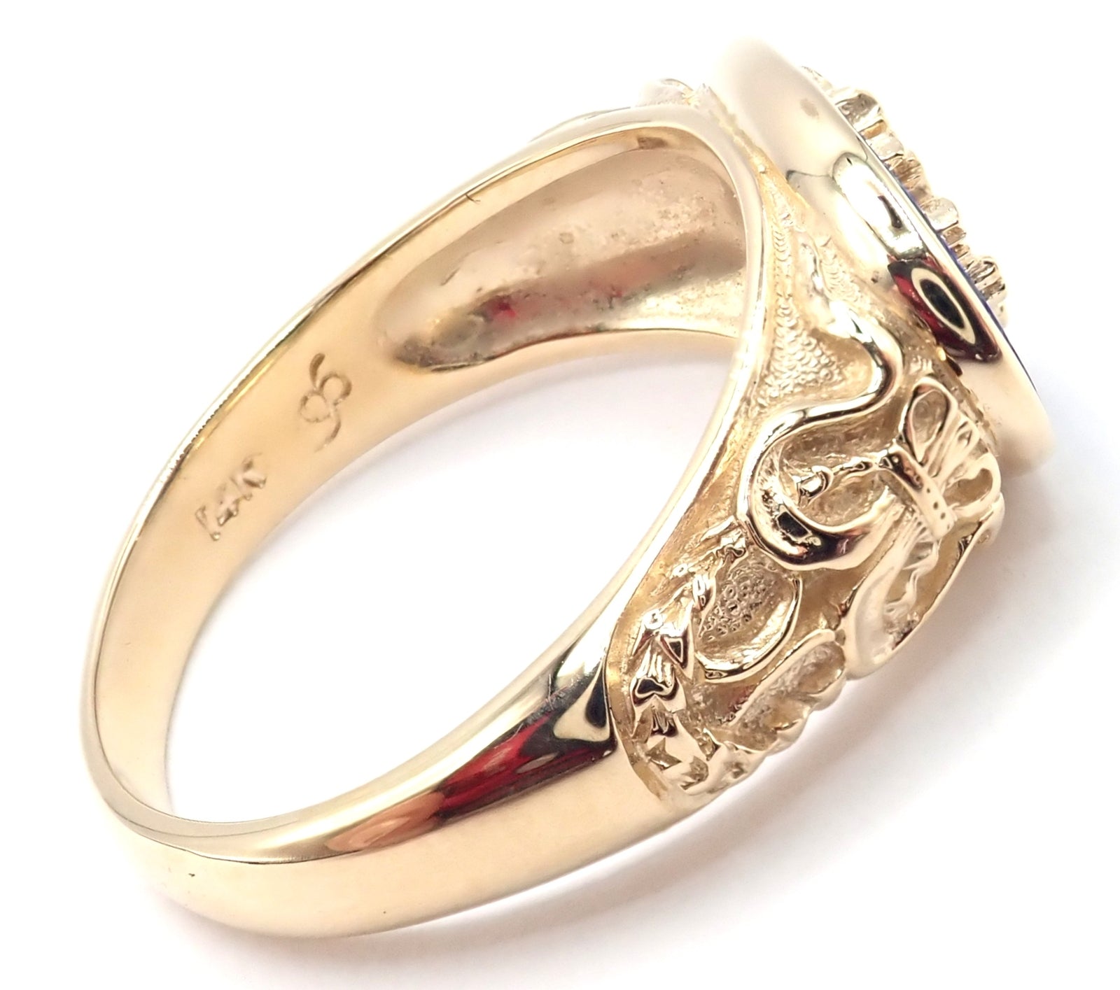 Authentic Franklin Mint Faberge Imperial Eagle 14k Yellow Gold Lapis Ring - Luxury Vintage Jewelry for Collectors & Special Occasions