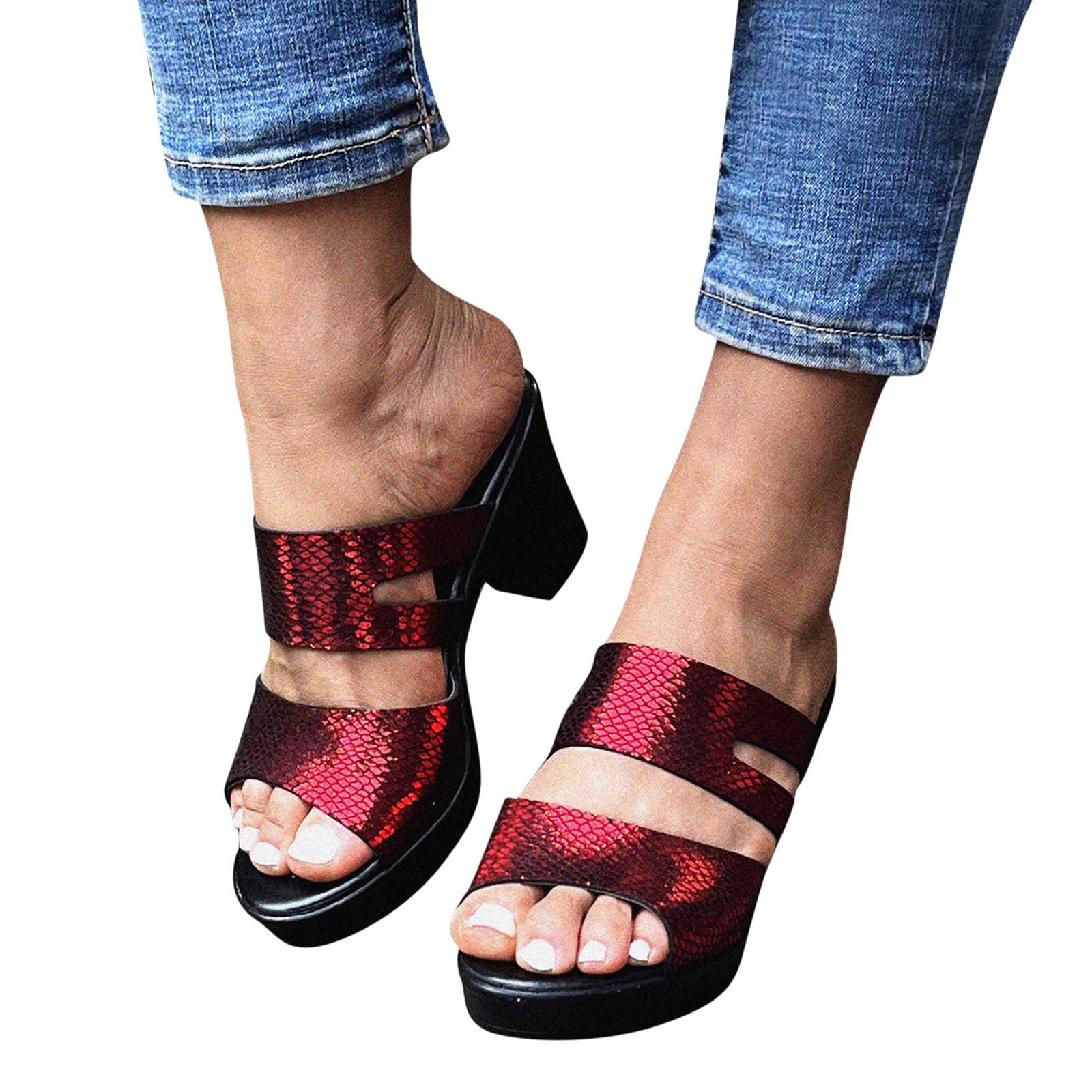 Women's Comfortable Wedge Sandals - Peep Toe Beach Platform Slides for Summer | Casual Outfits, Vacations & Outdoor Activities