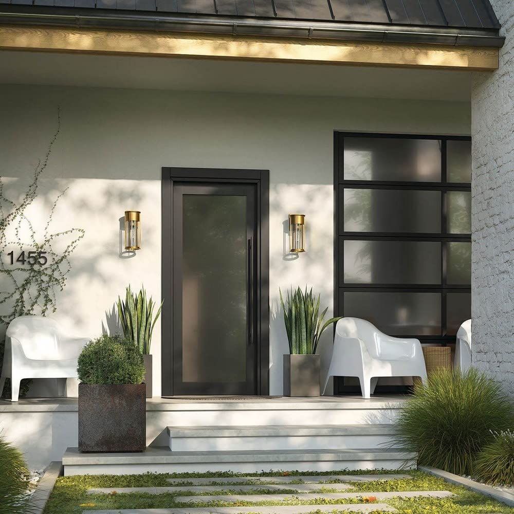 Kichler Camillo 15 Inch Single Light Wall Sconce with Clear Seeded Glass Shade in Natural Brass Finish - Perfect for Bedroom, Hallway, and Entryway Lighting