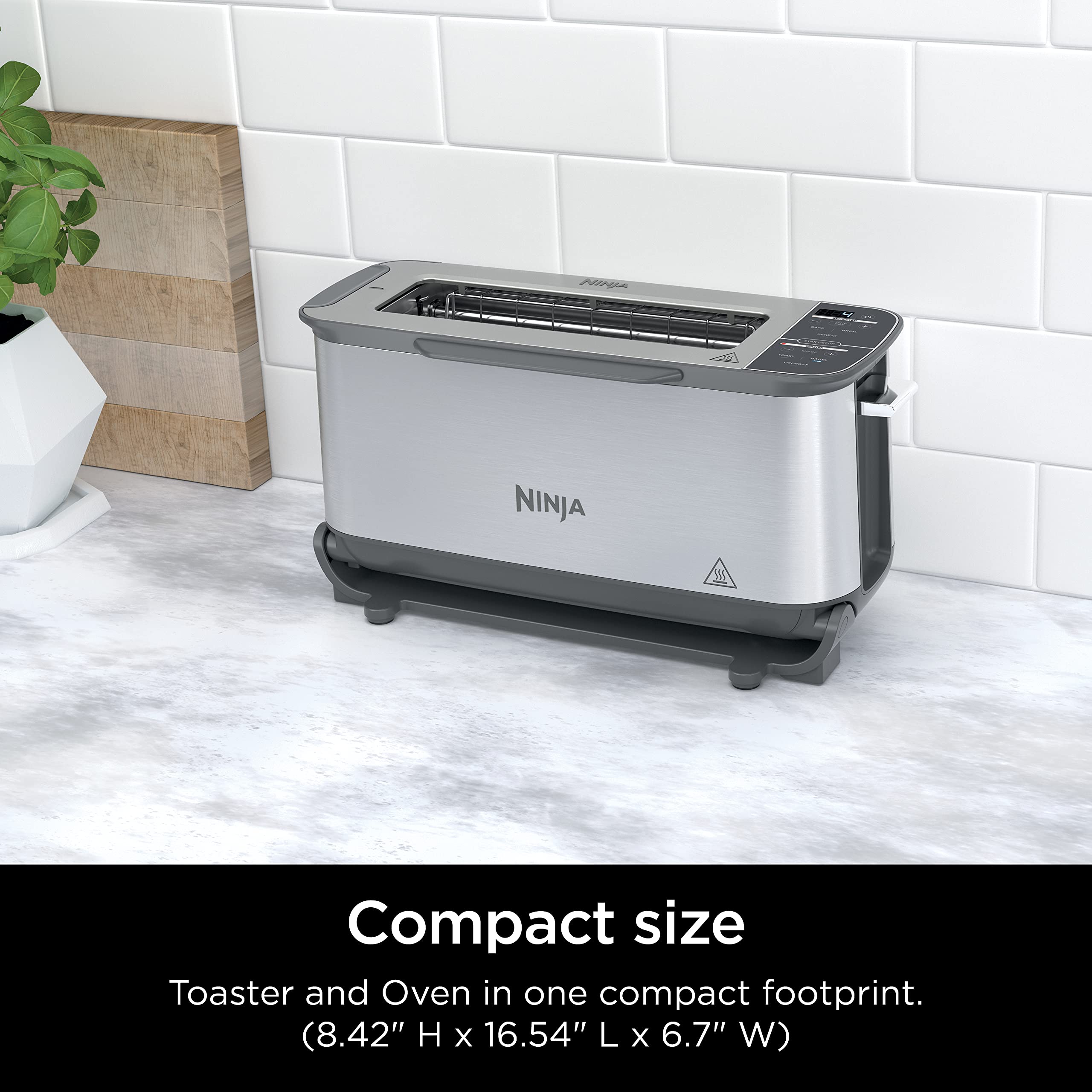 Ninja ST101 Foodi 2-in-1 Flip Toaster Oven - 2-Slice Compact Toaster with 6 Functions (Reheat, Defrost, Snack Maker) - 1500W Stainless Steel Countertop Appliance - Perfect for Breakfast, Quick Meals & Small Kitchen Spaces