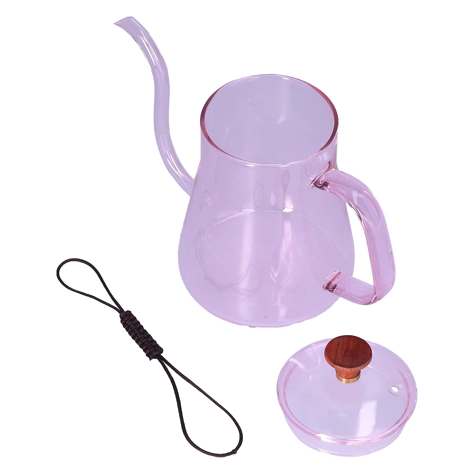 Premium Glass Coffee Hand Punch Pot - Large Capacity Long Dripper Coffee Maker for Home & Office Use - Elegant Pink Design for Pour Over Brewing & Iced Coffee Preparation