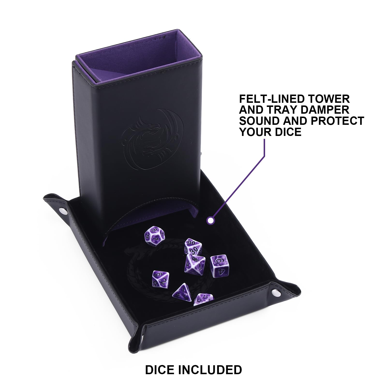 Premium DND Dice Tower & Tray Set with Felt Lined Rolling Surface - Foldable Auto Dice Roller for Dungeons & Dragons, Pathfinder RPG - Perfect for Tabletop Gaming Sessions & Board Game Nights