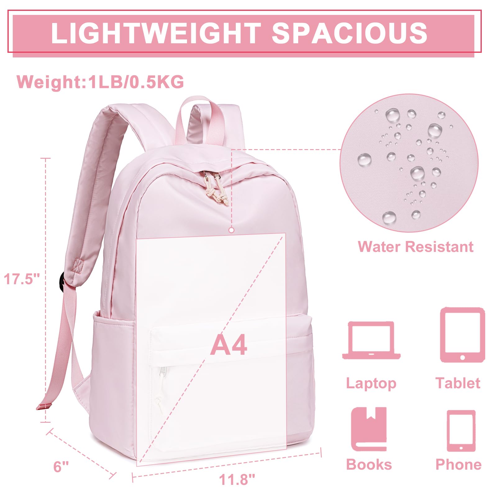 Bluboon School Backpack for Kids & Teens - Durable Laptop Bookbag for Girls & Women - Perfect for College, Work, Travel & Daily Commute