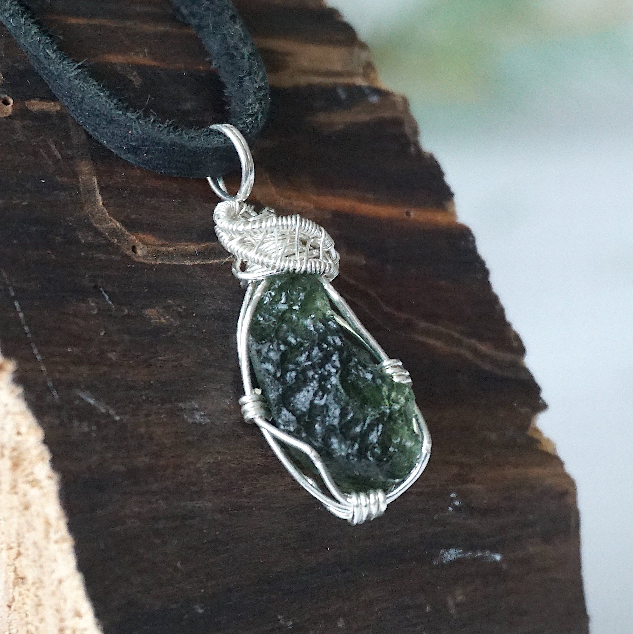 Special Edition Raw Moldavite Necklace in Sterling Silver - Authentic Czech Gemstone Jewelry for Spiritual Healing & Energy Protection