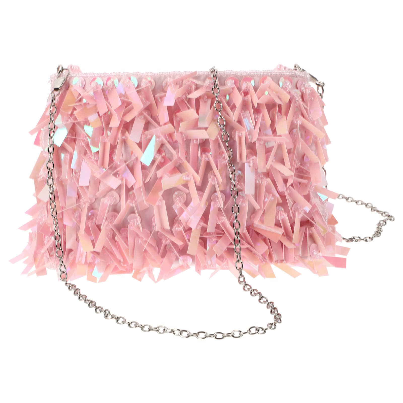 LUOZZY Sparkly Sequins Shoulder Bag for Women & Girls - Trendy Crossbody Chain Purse, Fashion Messenger Handbag in Pink - Perfect for Parties, Dates & Everyday Use