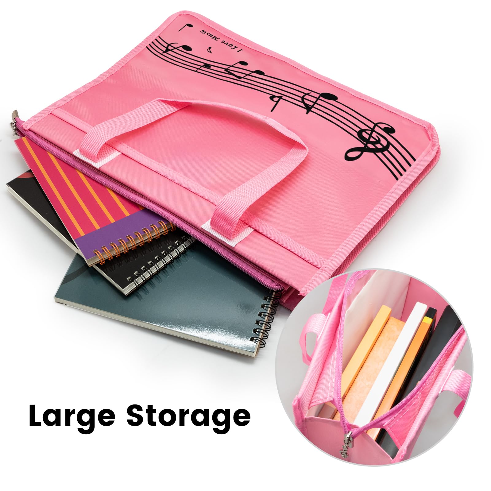 **BestSounds Waterproof Piano Bag with Zipper - Music Book Tote for Students, Kids & Women - Perfect Gift for Musicians (Pink) - Ideal for Piano Lessons, Performances & Travel**