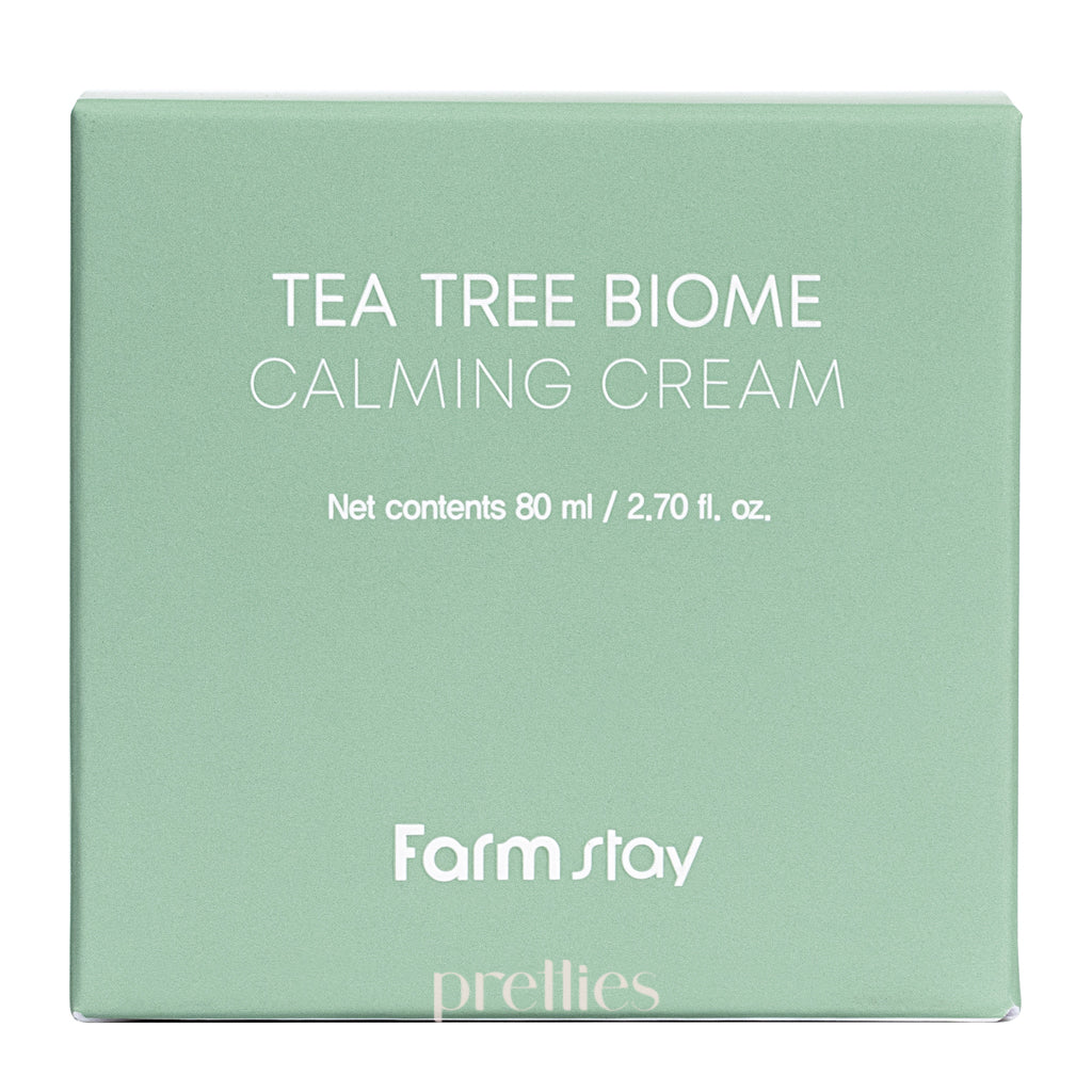 Farmstay Tea Tree Biome Calming Cream 80ml - Soothing Face Moisturizer for Acne-Prone & Sensitive Skin - Perfect for Daily Skincare & Post-Treatment Care