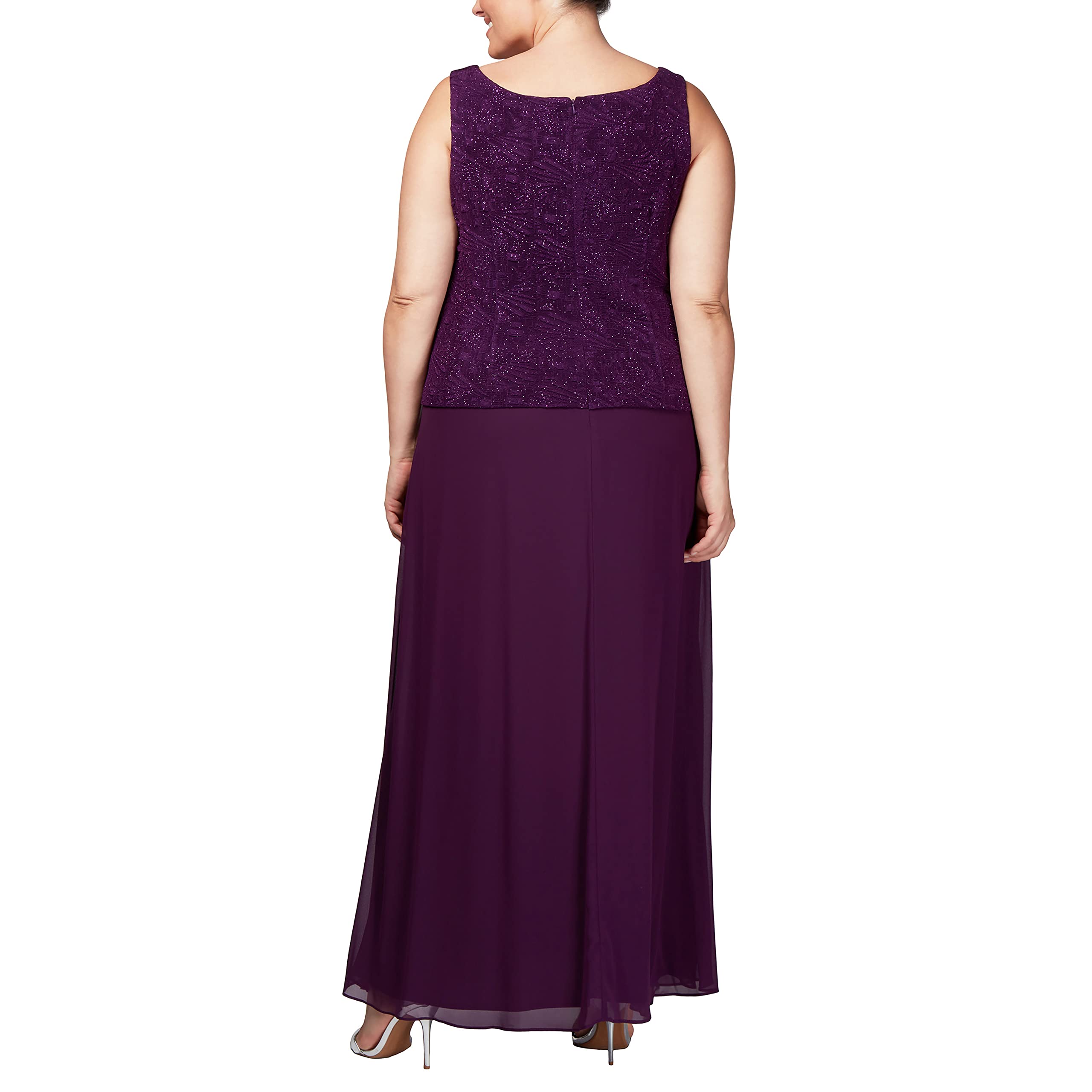 Alex Evenings Women's Formal Long Dress with Mandarin Neckline Jacket - Elegant Evening Gown for Special Occasions (Regular, Petite & Plus Sizes) | Perfect for Weddings, Galas and Black Tie Events