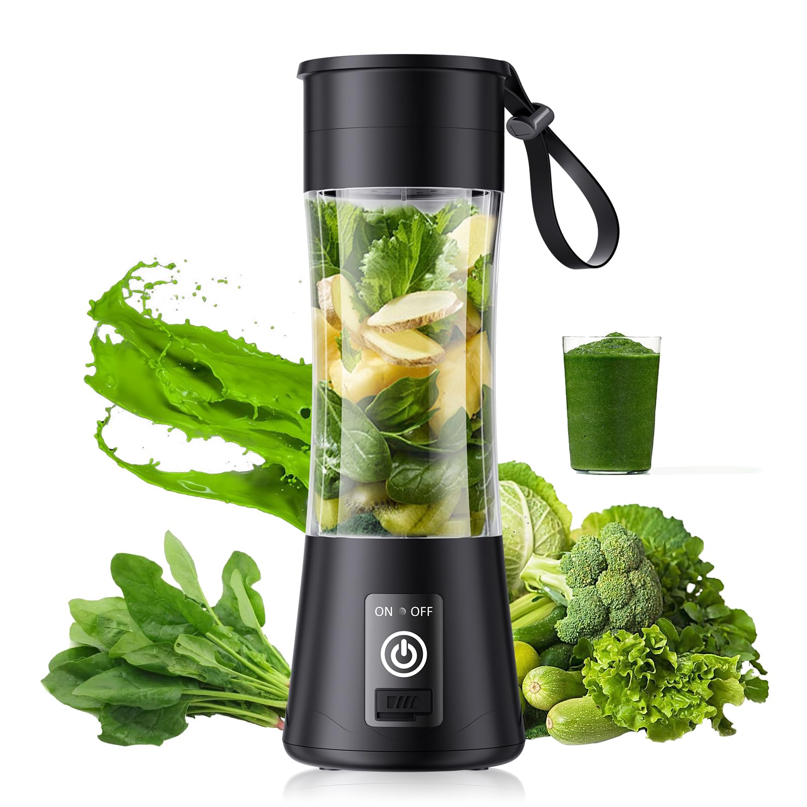 Portable Personal Blender for Shakes & Smoothies - 380ml BPA-Free Travel Blender with 6 Blades, Mini Juicer for Fresh Drinks | Perfect for Gym, Office, Camping & Outdoor Activities
