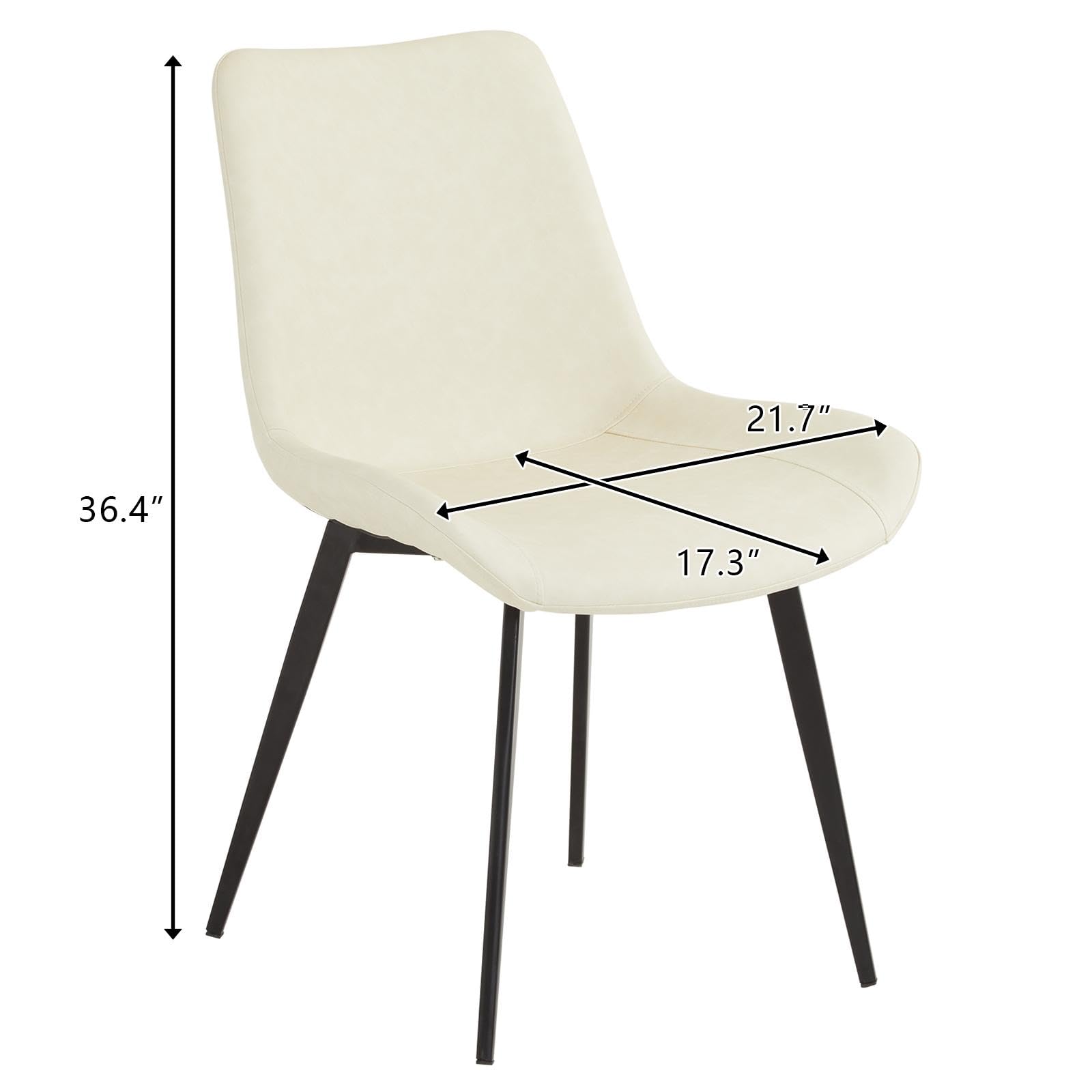 4-Piece Iron Pipe Curved Dining Chair Set - Disassembled PU Leather Chairs with Cushioned Seat & Backrest - Modern Industrial Style for Kitchen, Dining Room, Lounge & Living Room - Off-White - Perfect for Home Decor, Restaurant or Cafe Seating
