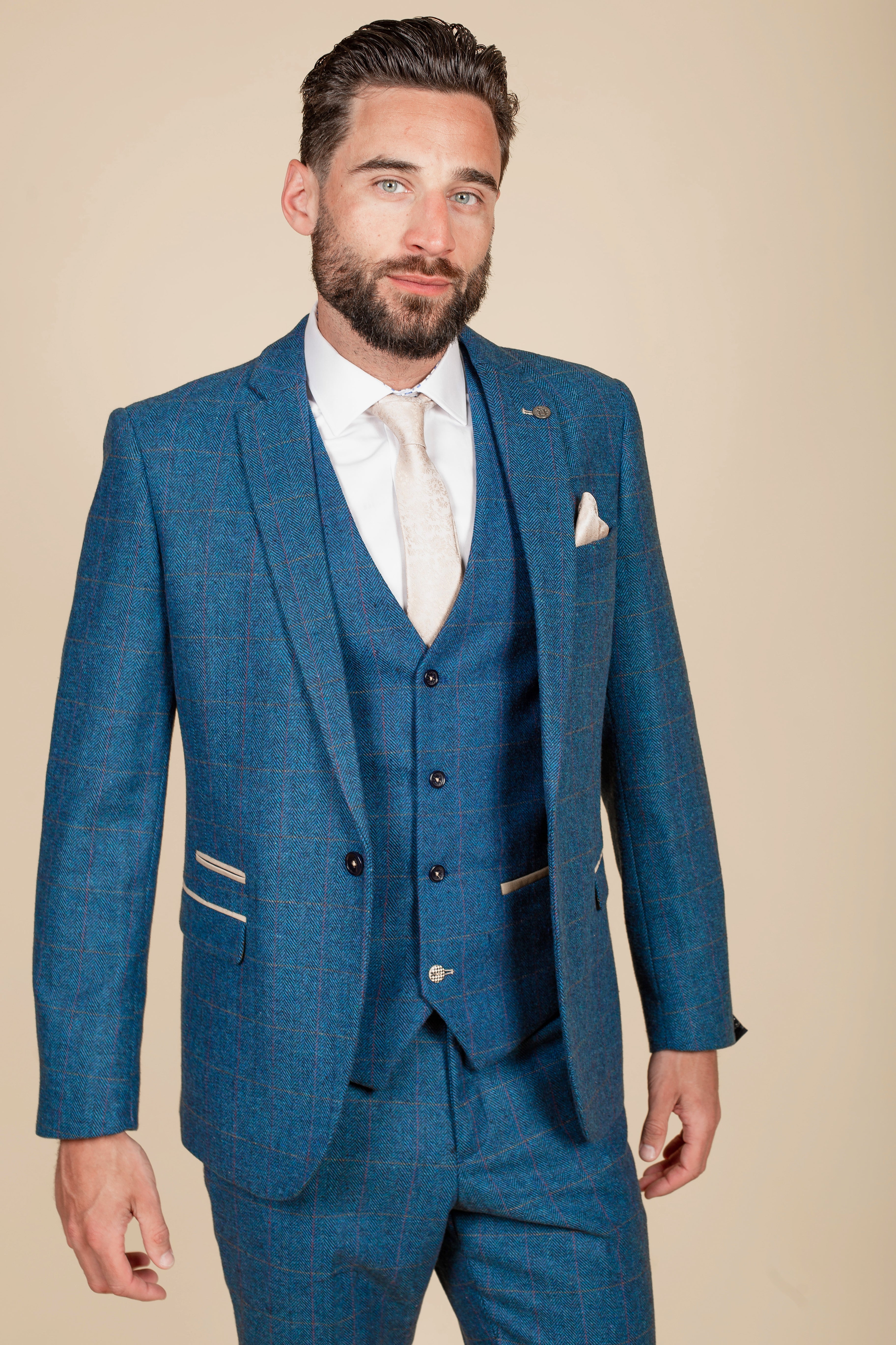 Everton FC Official DION Blue Tweed Suit with Kelvin Waistcoat - Premium Football Team Suit for Match Days & Formal Events