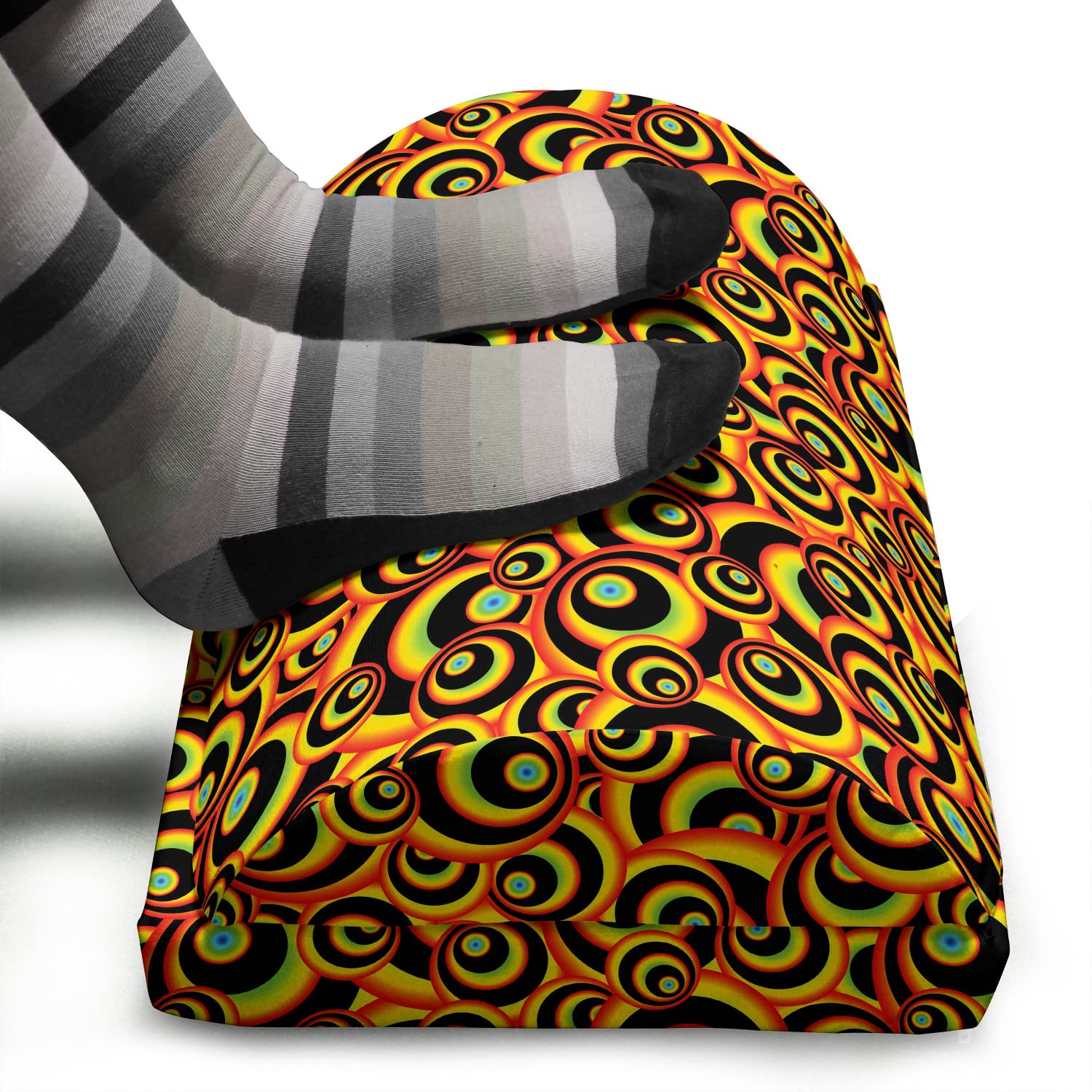 Ambesonne Abstract Foot Rest - Spiral Round Colorful Geometric Memory Foam Leg Support with Non-Slip Backing | Ergonomic Adjustable Office Footrest for Home & Work | Perfect for Desk Chairs, Gaming & Relaxation