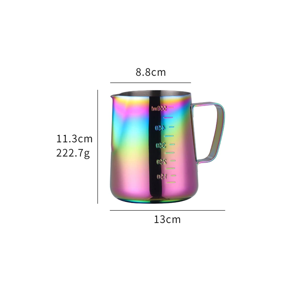 2 Pack Stainless Steel Milk Frothing Pitcher 350ml & 600ml - Latte Art Coffee Maker with Measurement Scale, Barista Tools for Home Kitchen - Perfect for Cappuccino, Latte & Hot Chocolate Making (Rainbow Color)