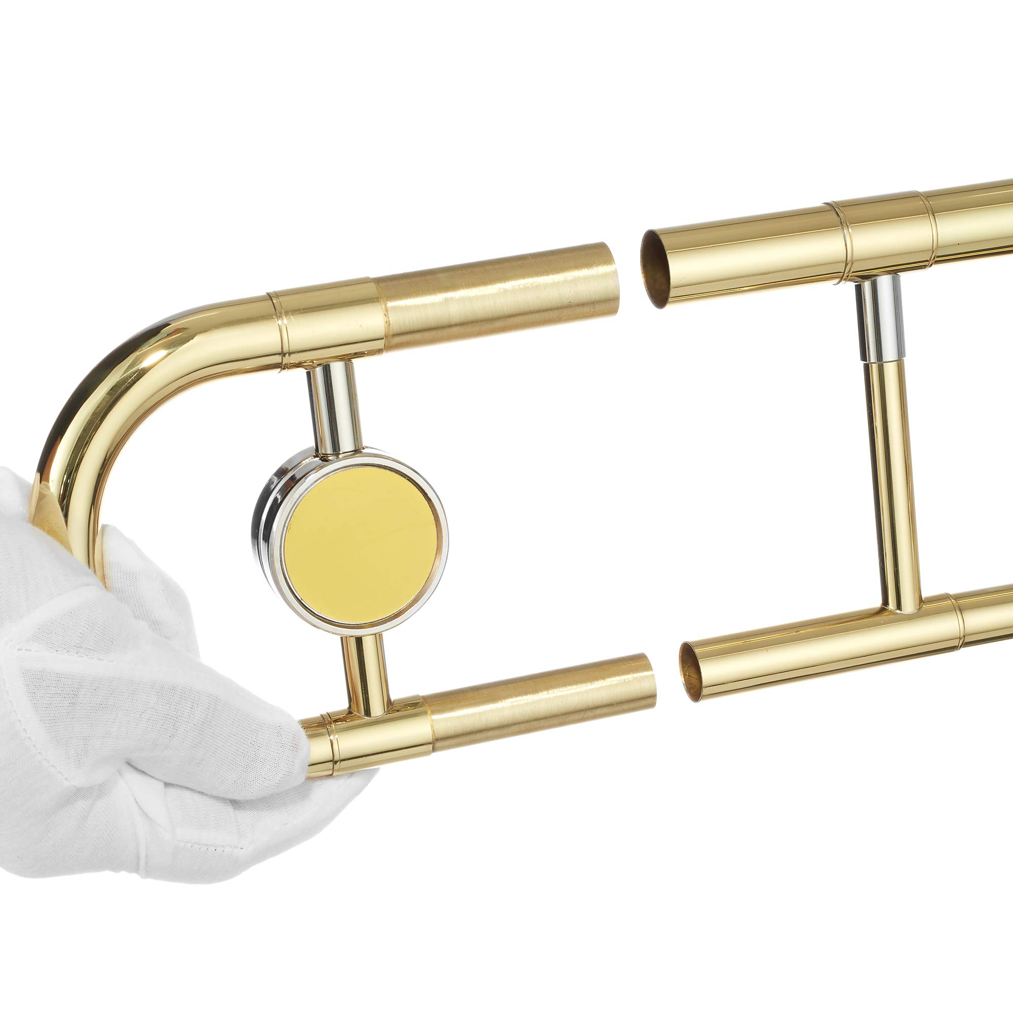 Ashthorpe Bb Tenor Slide Trombone with Gold Lacquer Finish - Professional Brass Instrument with Case, Mouthpiece, Gloves, Cleaning Kit & Slide Grease - Perfect for School Bands, Jazz Ensembles & Orchestral Performances