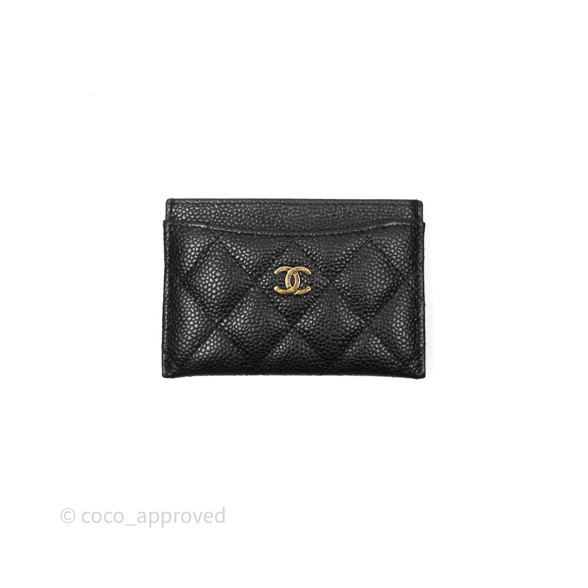 Chanel Classic Flat Card Holder in Black Caviar Leather with Gold Hardware - Luxury Wallet for Women, Perfect for Everyday Use and Gift Giving