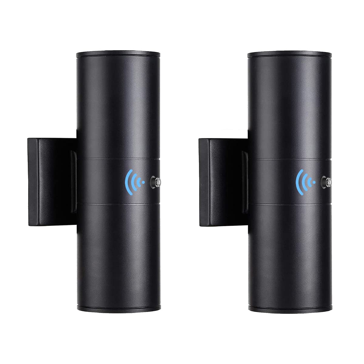 Tipace 2 Pack Dusk to Dawn Outdoor Porch Lights - Modern Matte Black Wall Sconces with Motion Sensor, Up & Down Lighting for Patio, Courtyard, Entryway & Garage (Bulbs Not Included) - Perfect for Nighttime Safety & Curb Appeal