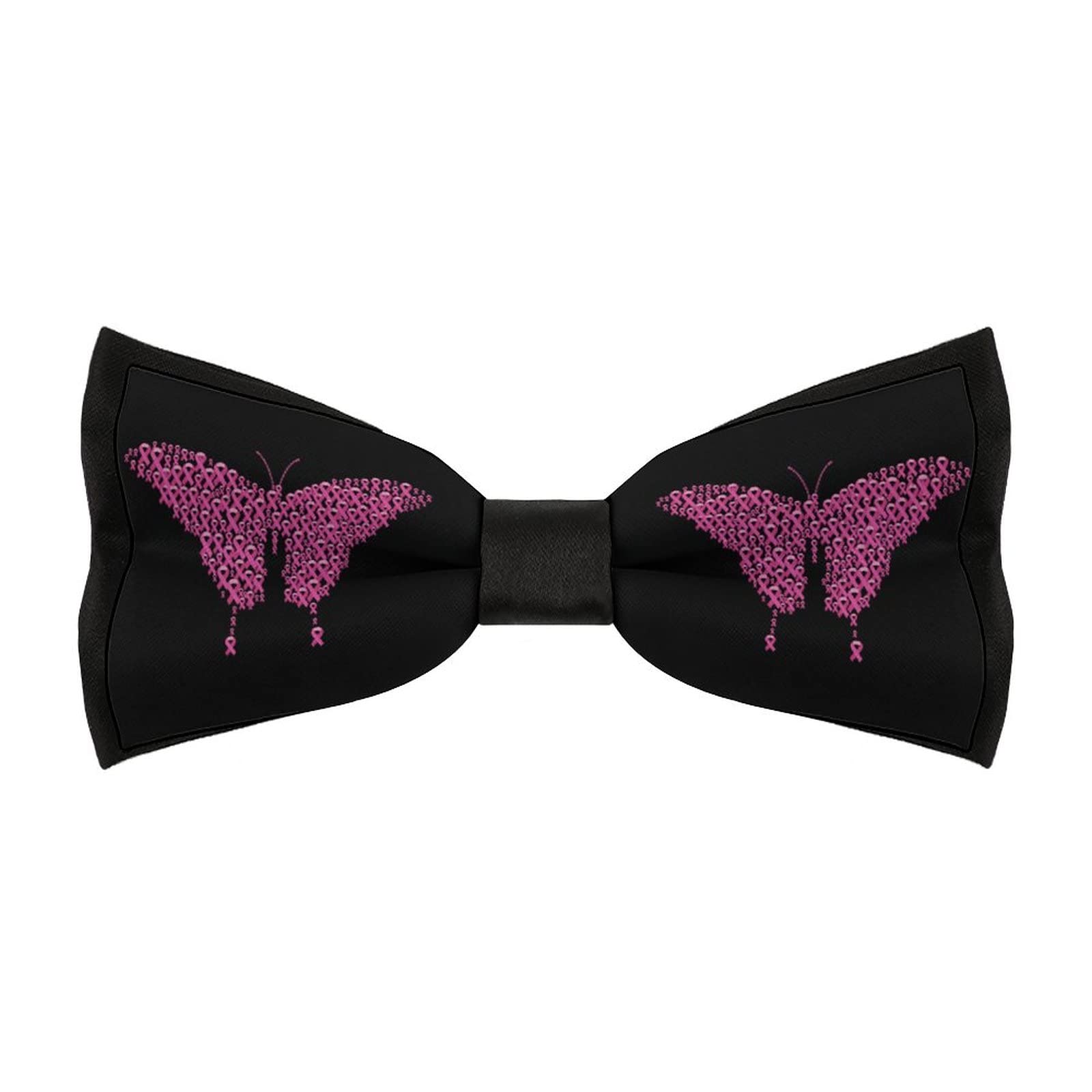 Elegant Pink Ribbon Butterfly Men's Pre-Tied Bow Tie - Adjustable Necktie for Weddings, Prom & Formal Events - Perfect Gift for Him