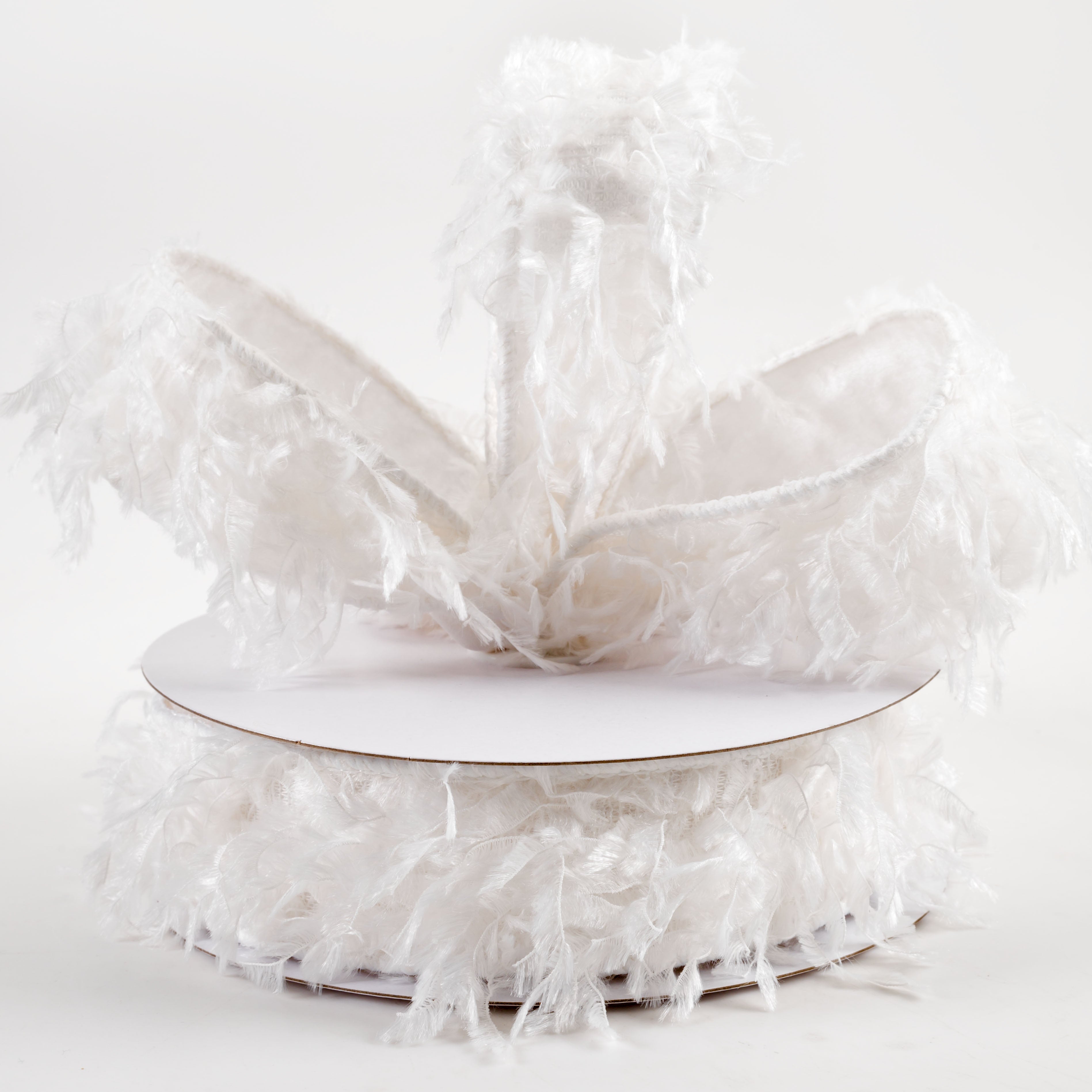 1.5 Inch White Furry Fabric Ribbon - 10 Yards Soft Fluffy Trim for DIY Crafts, Gift Wrapping, Hair Bows, and Home Decor