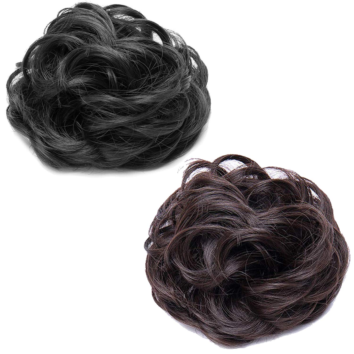 VSAKSH 2-Pack Curly Hair Juda Bun Maker Set - Black & Brown Hair Accessories for Women | Perfect for Updos, Ponytails & Everyday Styling