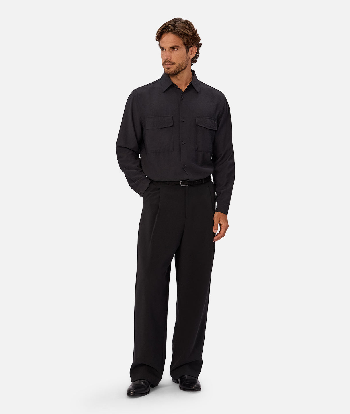 Premium Campiano Long Sleeve Shirt for Men - Soft Cotton Comfort Fit Black Tee - Casual Wear, Office Outfits & Outdoor Activities