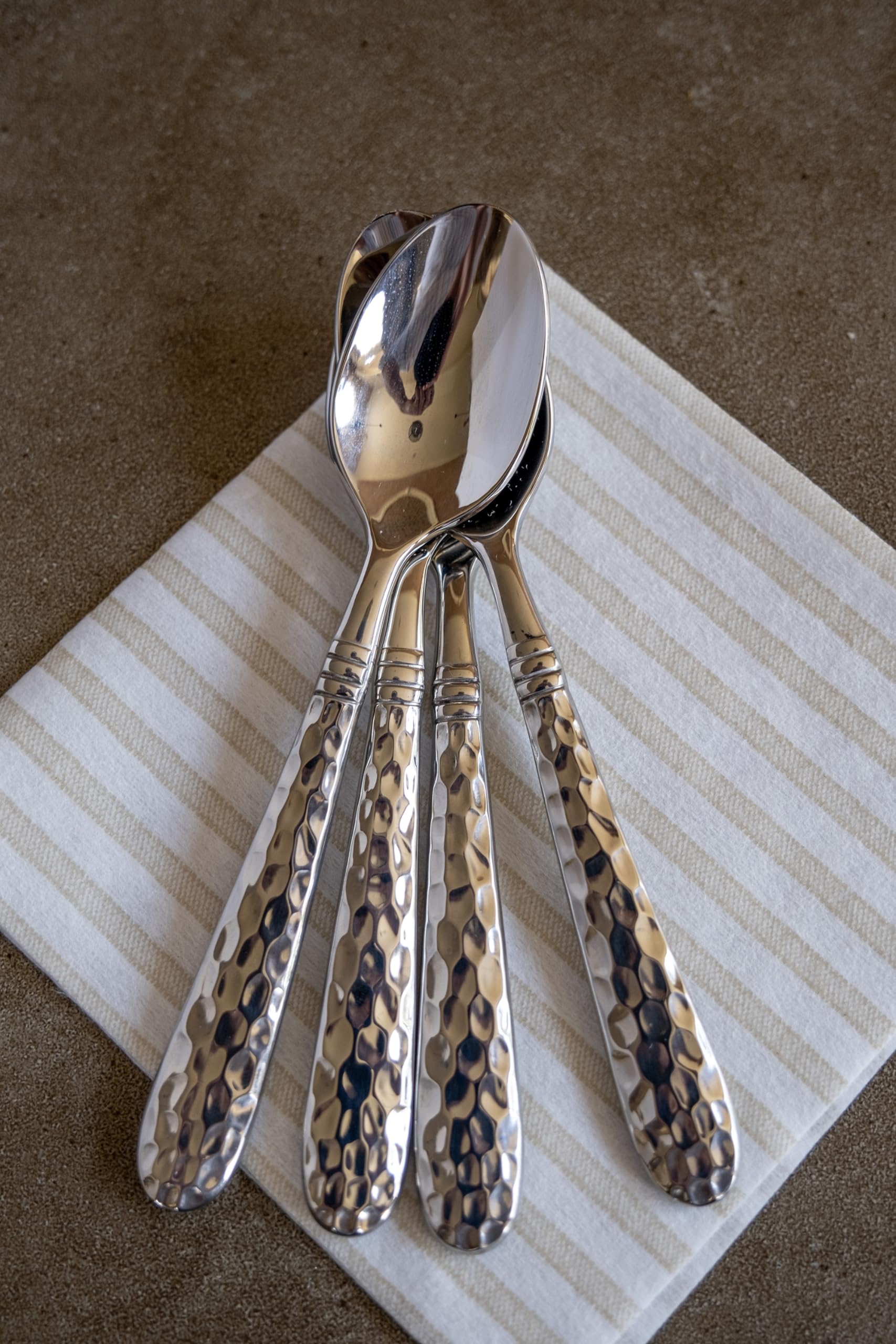 Vietri Martellato Demitasse Spoons - Elegant 18/10 Stainless Steel Espresso & Coffee Spoon Set (5 Inch, Silver) - Perfect for Afternoon Tea, Coffee Tasting & Dessert Serving