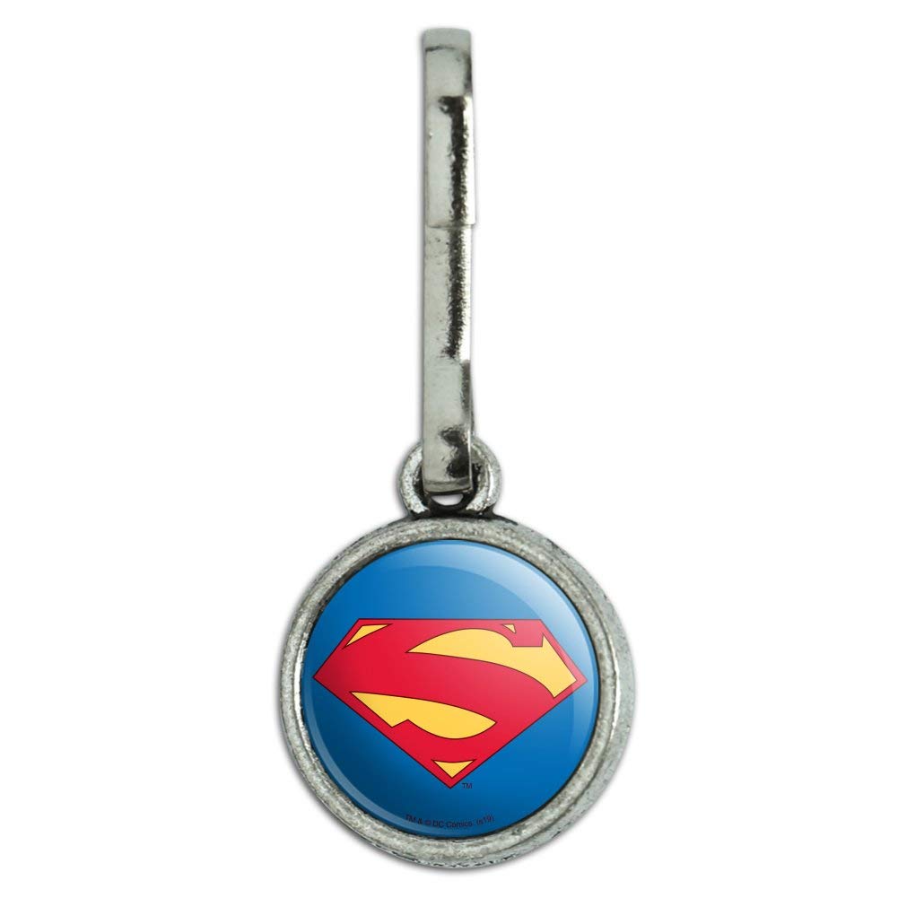 Superman New 52 Shield Logo Antique Charm - Zipper Pull for Clothes, Purse, Suitcase & Backpack | DC Comics Superhero Accessories for Fans & Collectors | Perfect for Cosplay, Gifts & Everyday Use
