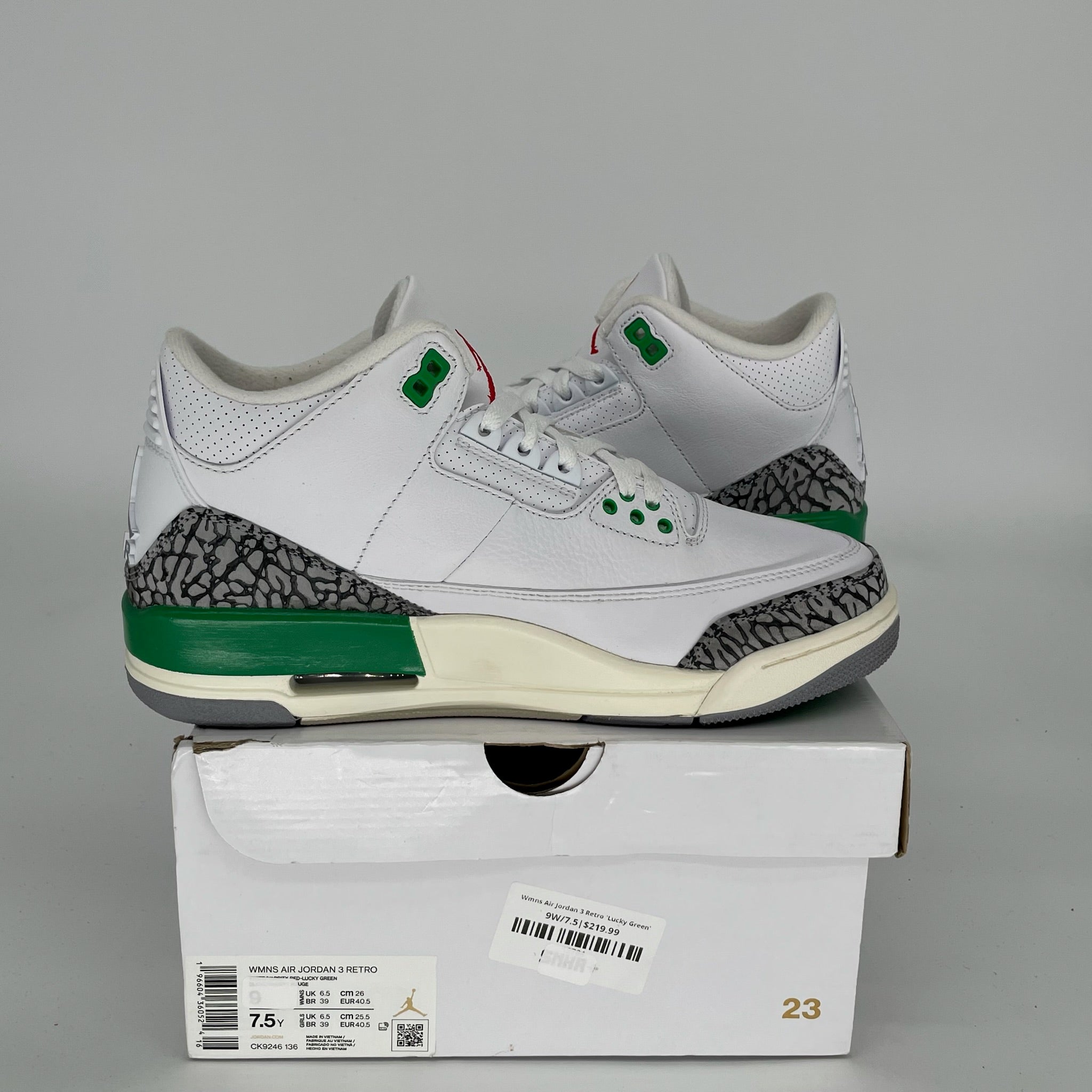 AIR JORDAN 3 Lucky Green Women's Basketball Shoes - Size 7.5/9W (CK9246-136) - Perfect for Streetwear, Sneaker Collection & Casual Fashion
