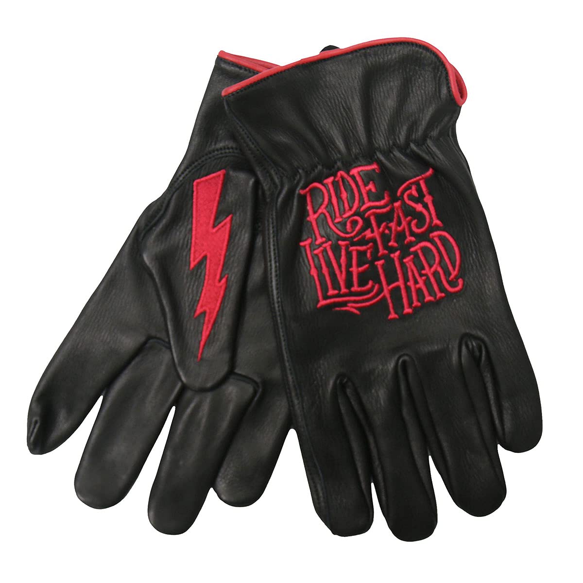 Hot Leathers GVD2002 Unisex Black 'Bolt' Deerskin Leather Gloves - Medium Size | Winter Motorcycle Riding, Driving & Outdoor Activities