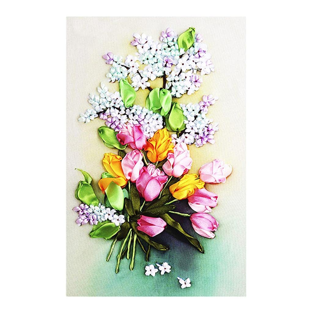 Premium Ribbon Embroidery Kit for Beginners - Complete DIY Hand Embroidery Set with Needles, Threads & Patterns - Perfect for Home Decor, Gift Making & Craft Projects