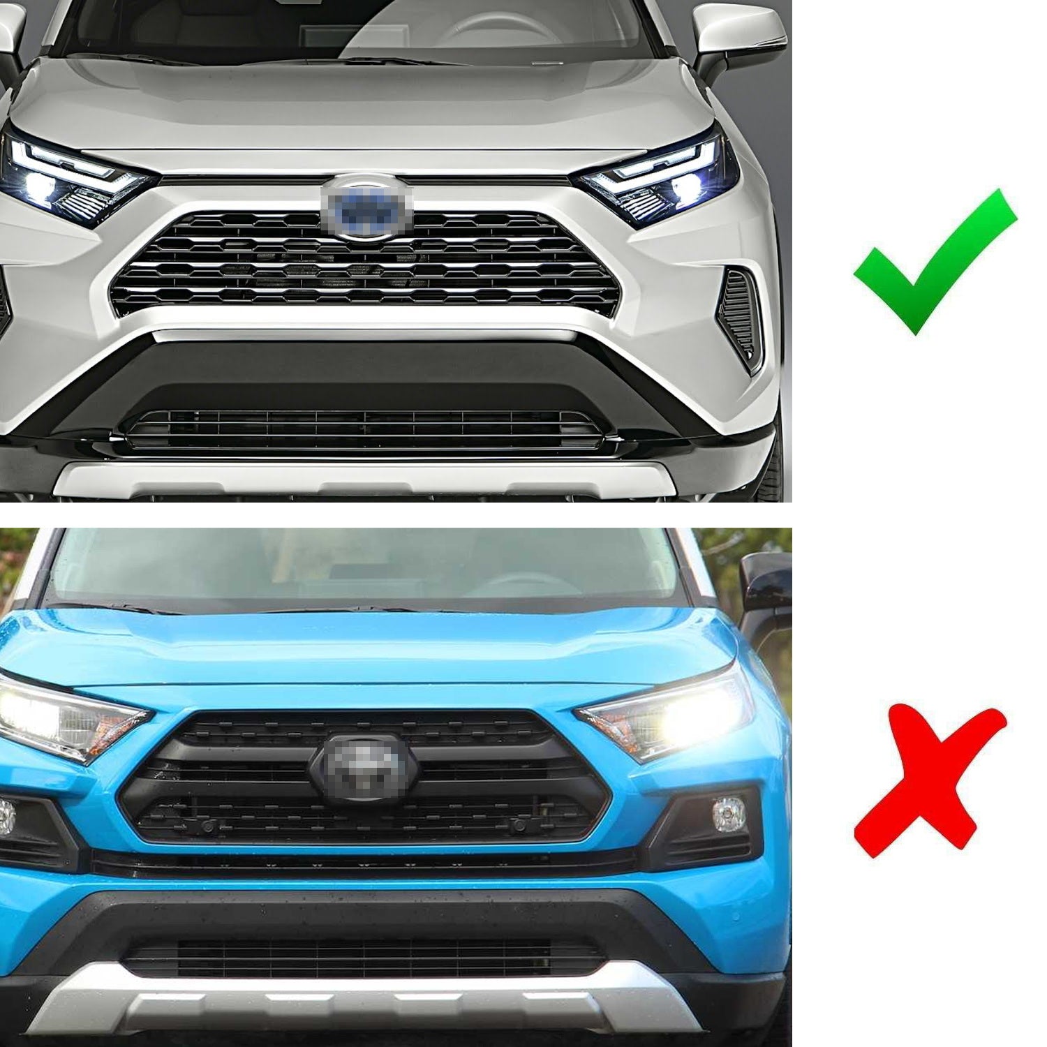 4-Piece Smoked TRD Style Front Grille with White LED Lighting Kit for 2019-2023 Toyota RAV4 - Upgrade Your Off-Road Look & Nighttime Visibility for Adventure Driving