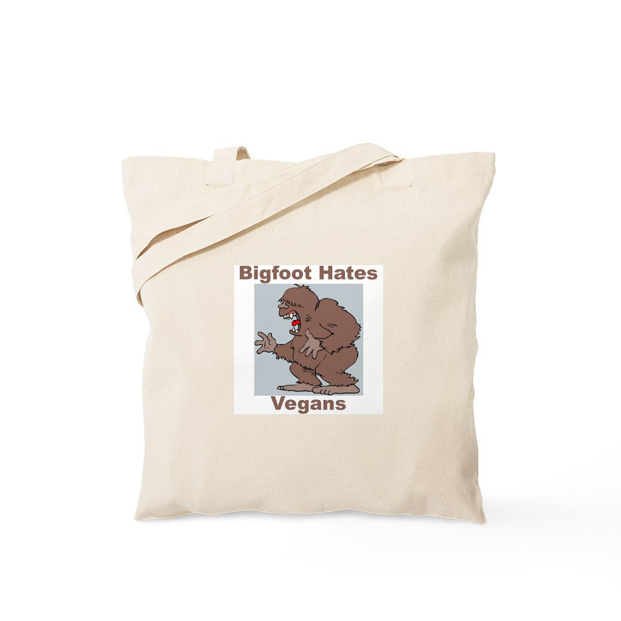 Bigfoot Hates Vegans Tote Bag - Natural Canvas Reusable Shopping Bag for Groceries, Beach & Eco-Friendly Lifestyle | Funny Novelty Gift