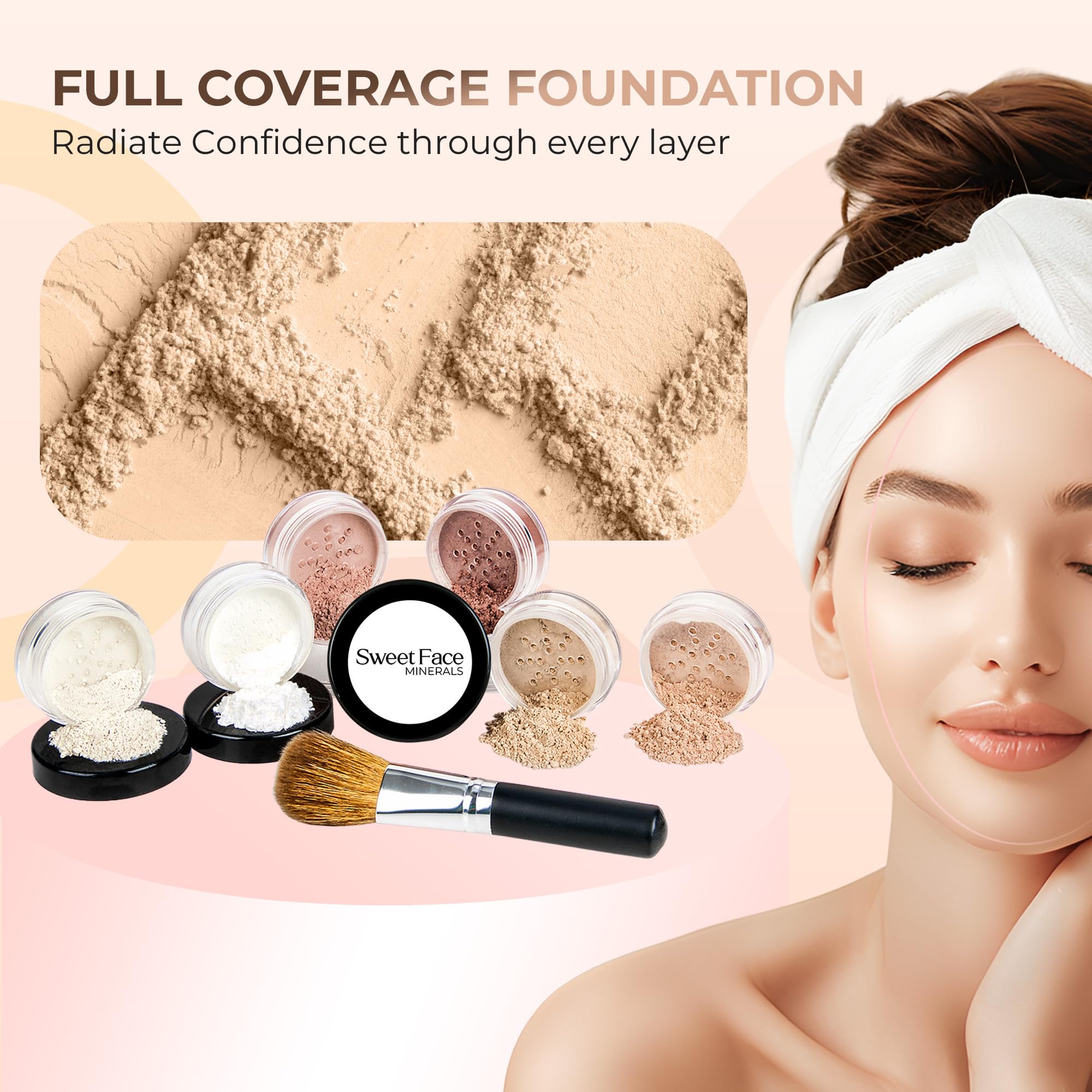 SPF 30 7-Piece Warm Neutral Makeup Kit with Face Brush - Foundation Powder, Concealer, Blush, Bronzer, Primer & Finishing Powder (20g) | Perfect for Everyday Wear & Professional Makeup Looks