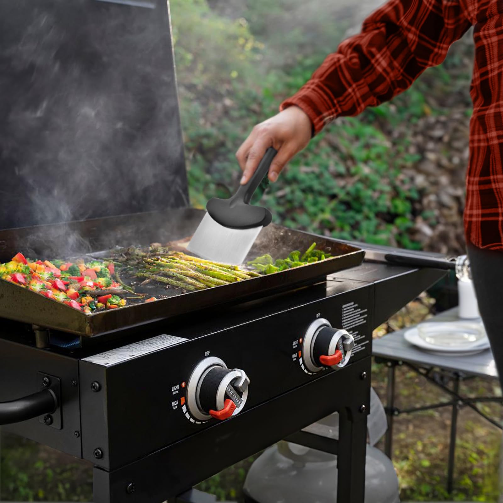 Heavy Duty Stainless Steel Grill Scraper for Blackstone Griddle - Professional BBQ Grill Cleaning Tool with Ergonomic Handle - Perfect for Outdoor Cooking, Camping & Backyard Grilling