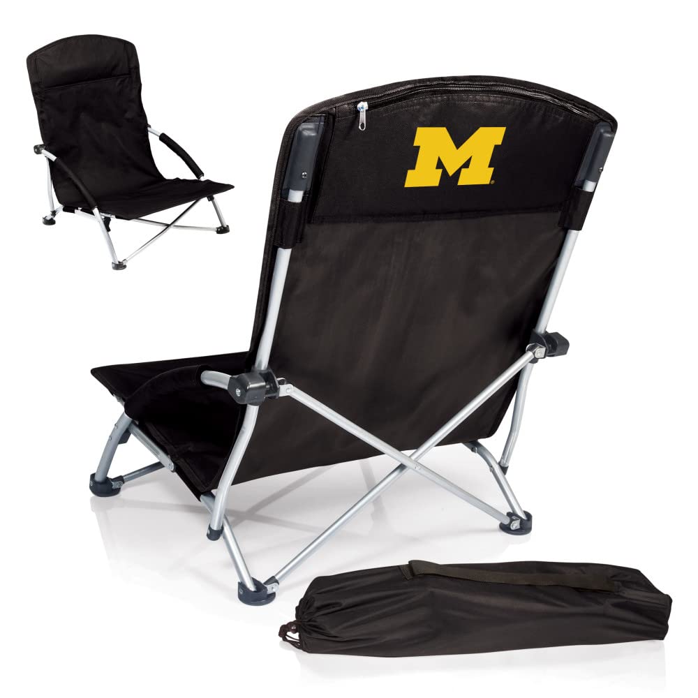PICNIC TIME NCAA Tranquility Beach Chair with Carry Bag - Portable Low Profile Beach Chair for Adults - Lightweight Folding Lawn Chair for Outdoor Relaxation - Perfect for Beach, Camping, Picnics & Backyard Lounging