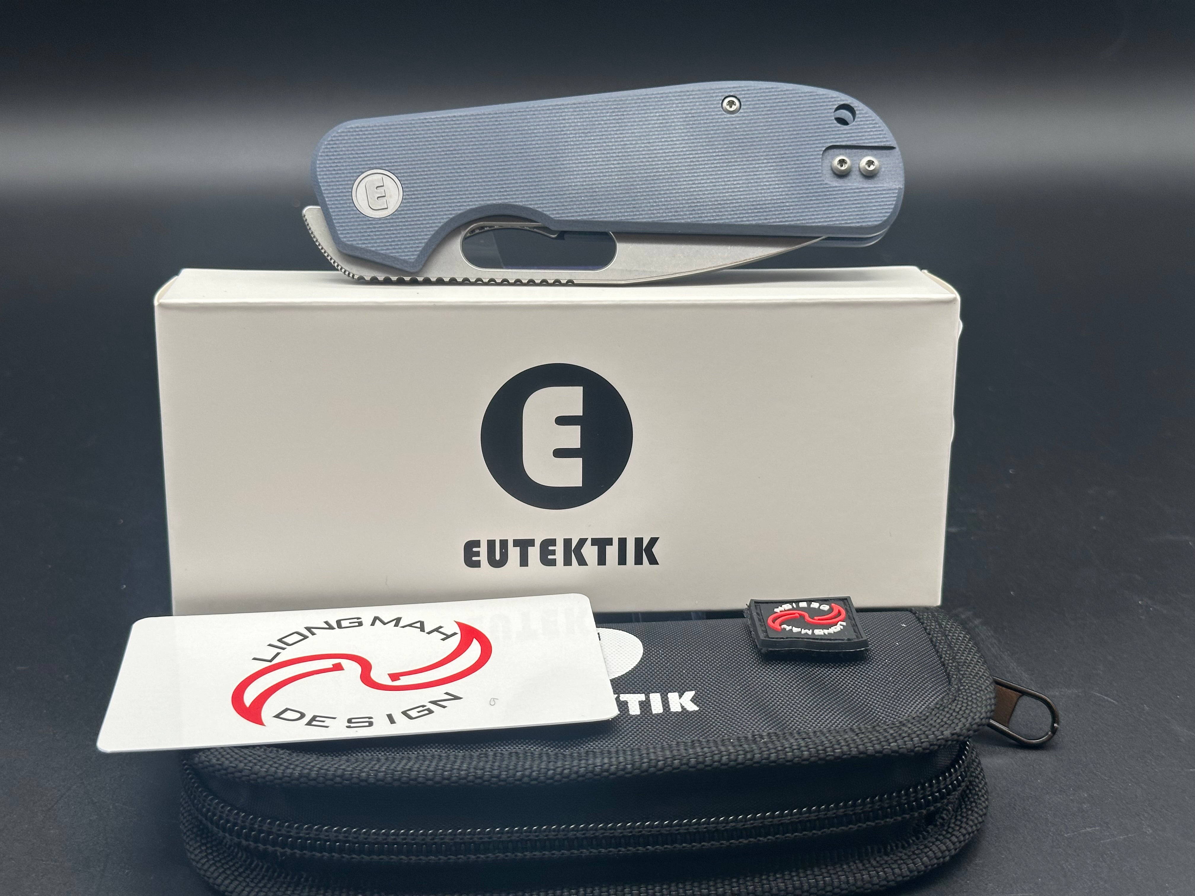 Eutektik EFD Blue Denim Stonewashed Pocket Knife with LTK Koozie, Patch & Sticker Set - Perfect for Camping, Hiking and Outdoor Adventures