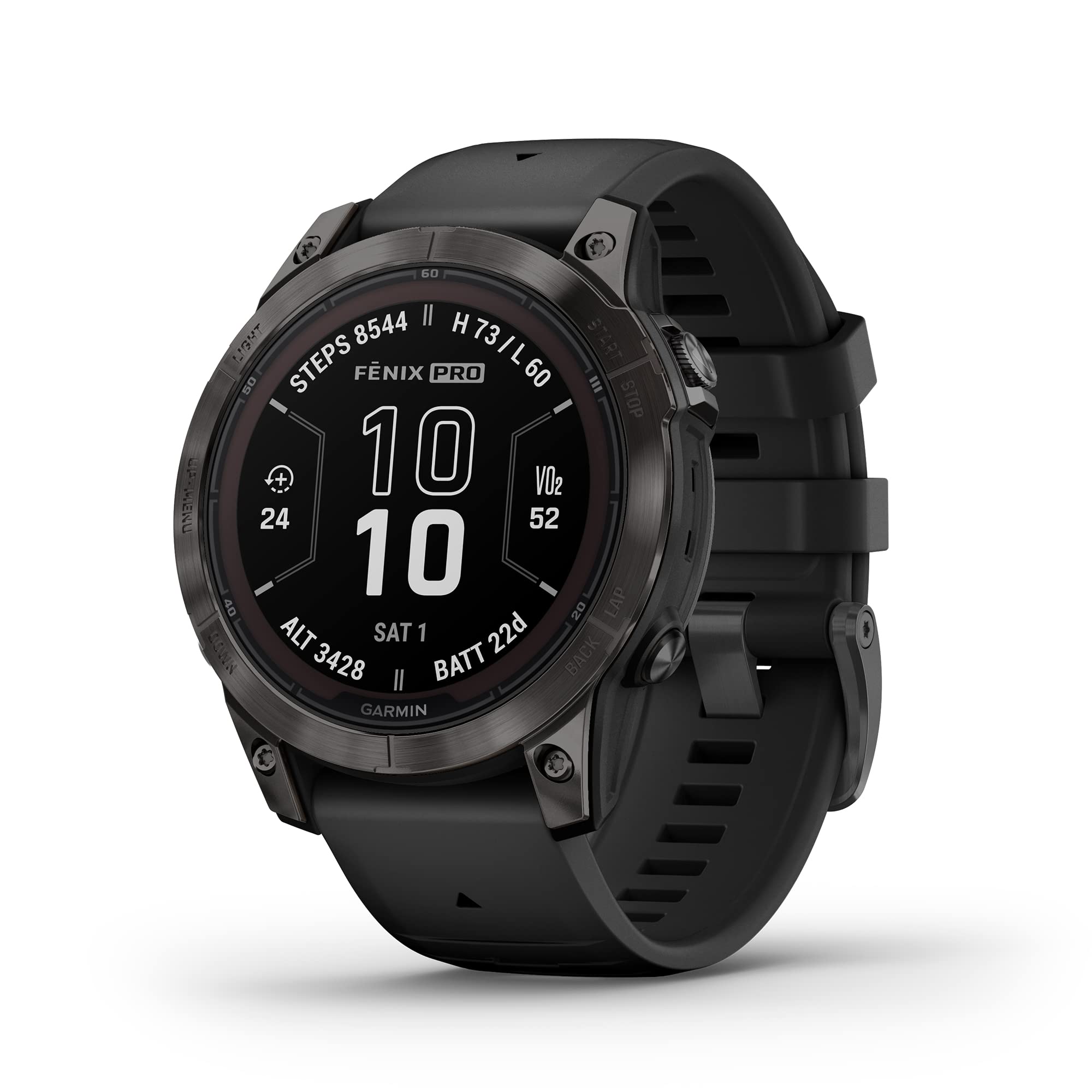 Garmin fēnix 7 Pro Sapphire Solar GPS Smartwatch - Multisport Watch with Built-in Flashlight & Solar Charging - Rugged Outdoor Fitness Tracker for Running, Hiking, Cycling & Swimming - Black